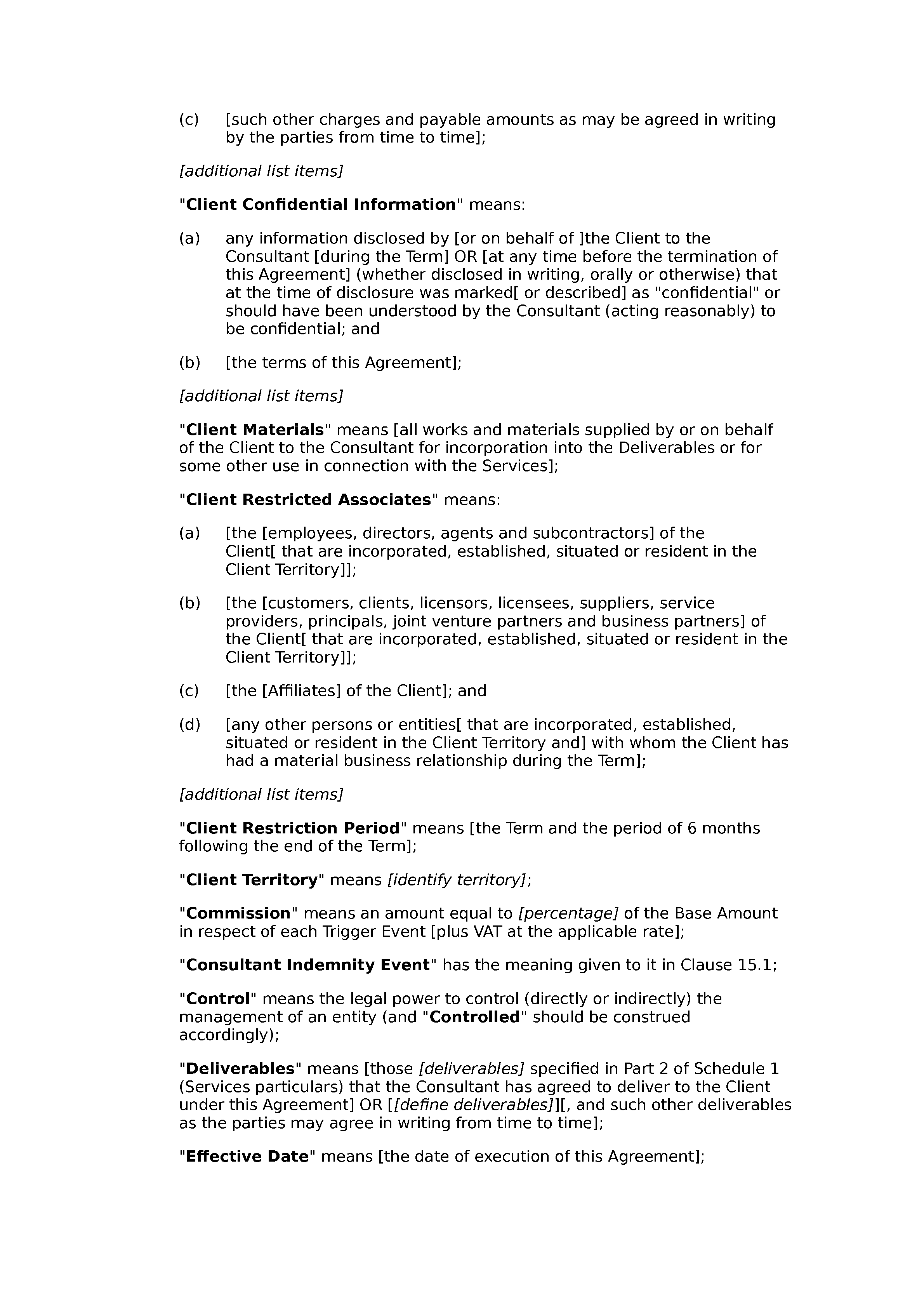 Consultancy and commission agreement document preview