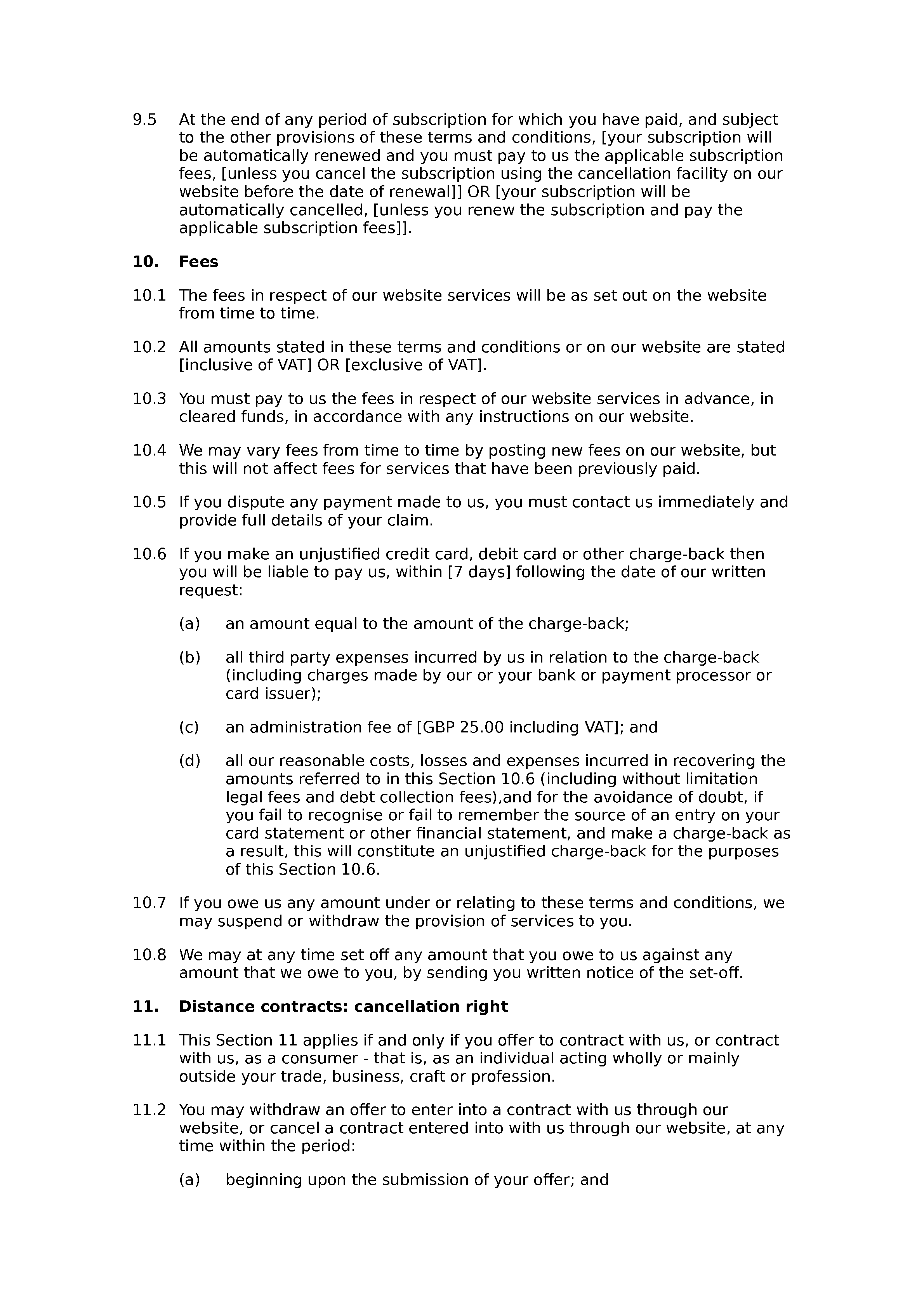 Training course website terms and conditions document preview