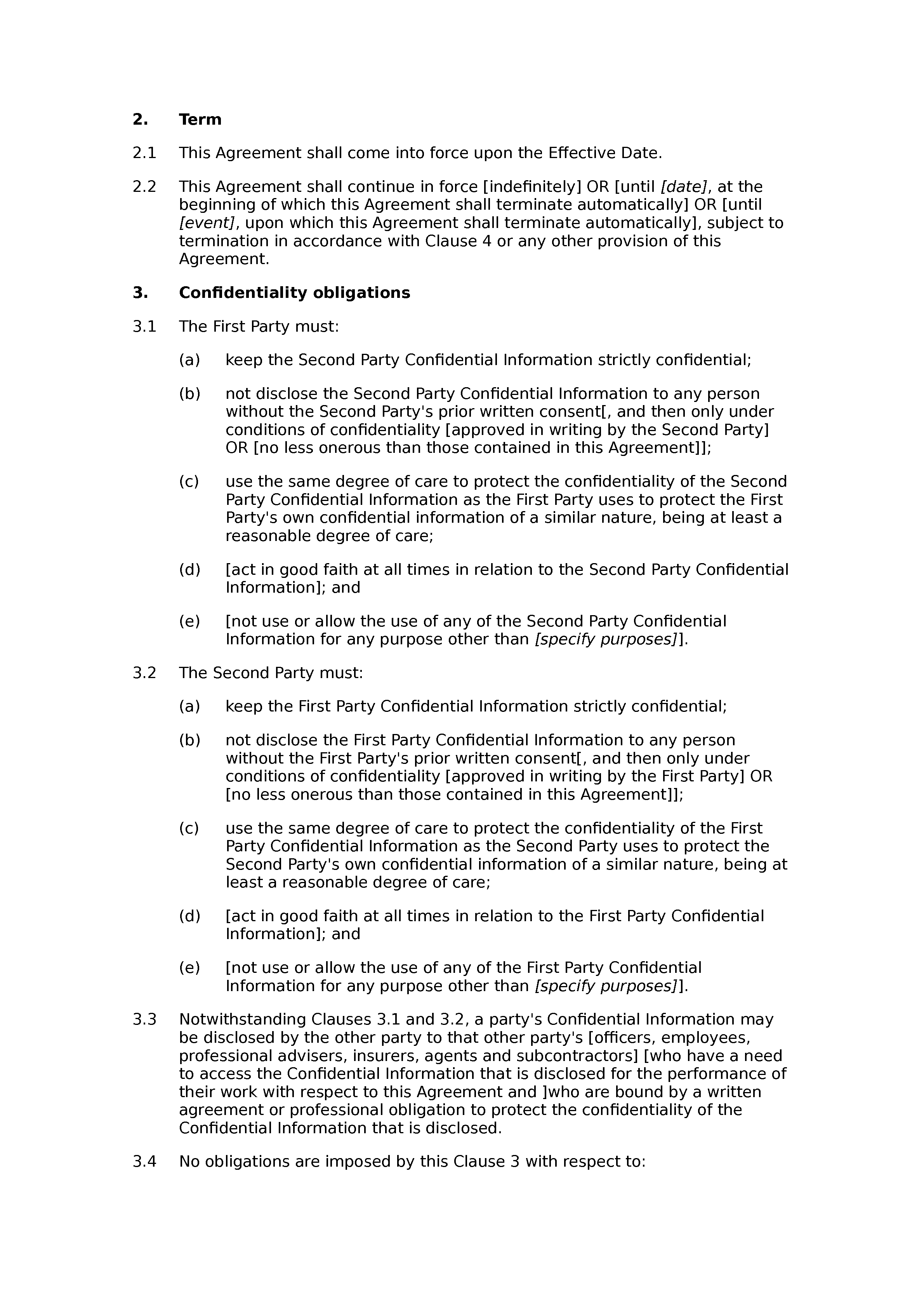 Non-disclosure agreement (mutual, standard) document preview