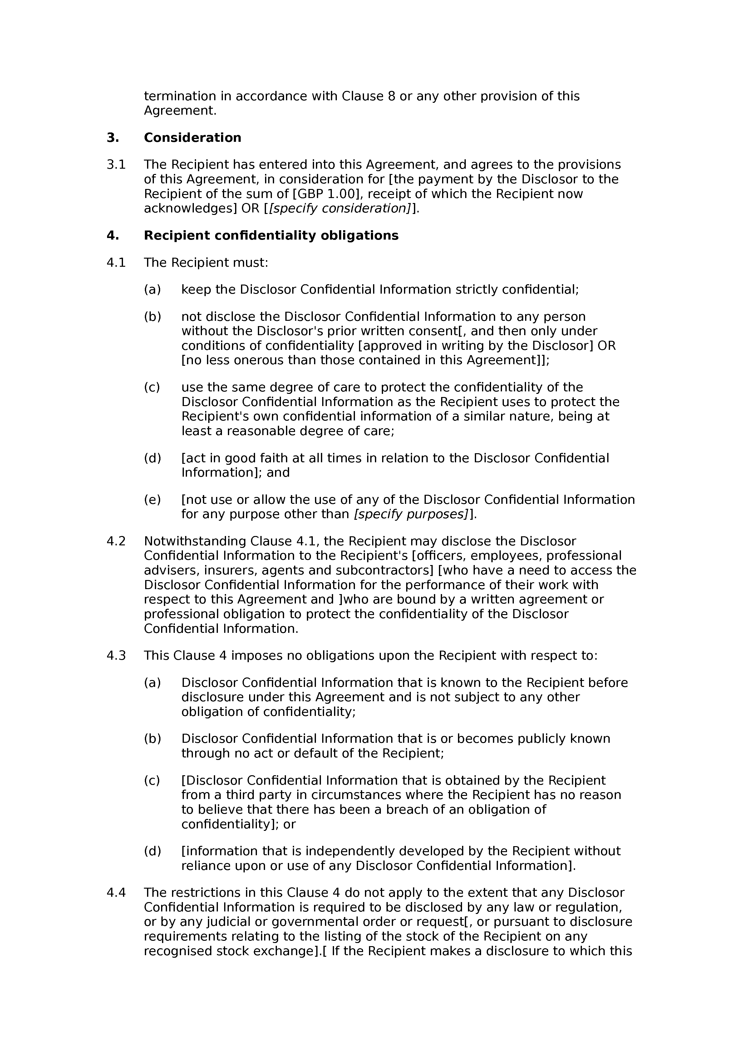 Non-disclosure agreement (unilateral, premium) document preview