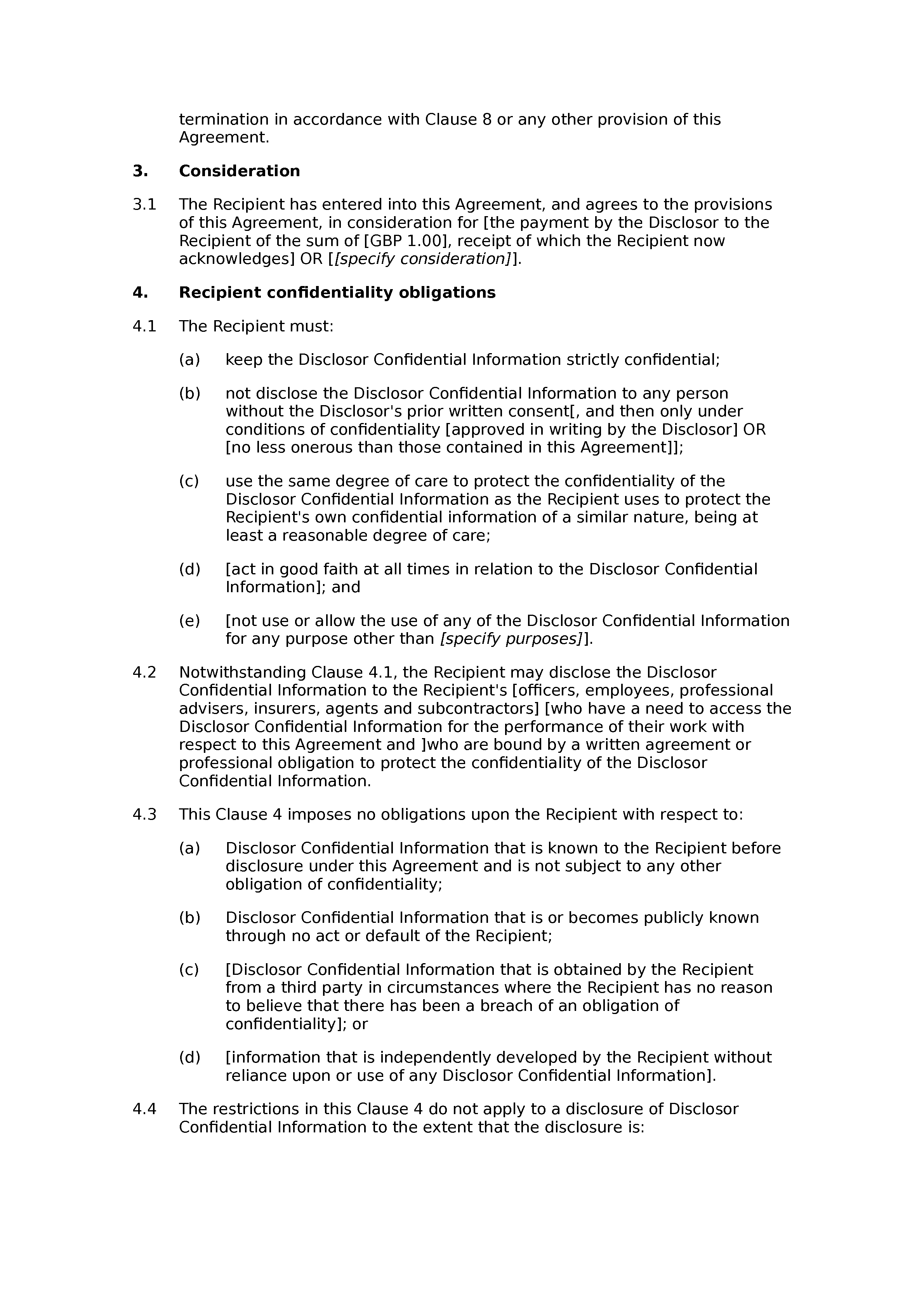 Non-disclosure agreement (unilateral, premium) document preview