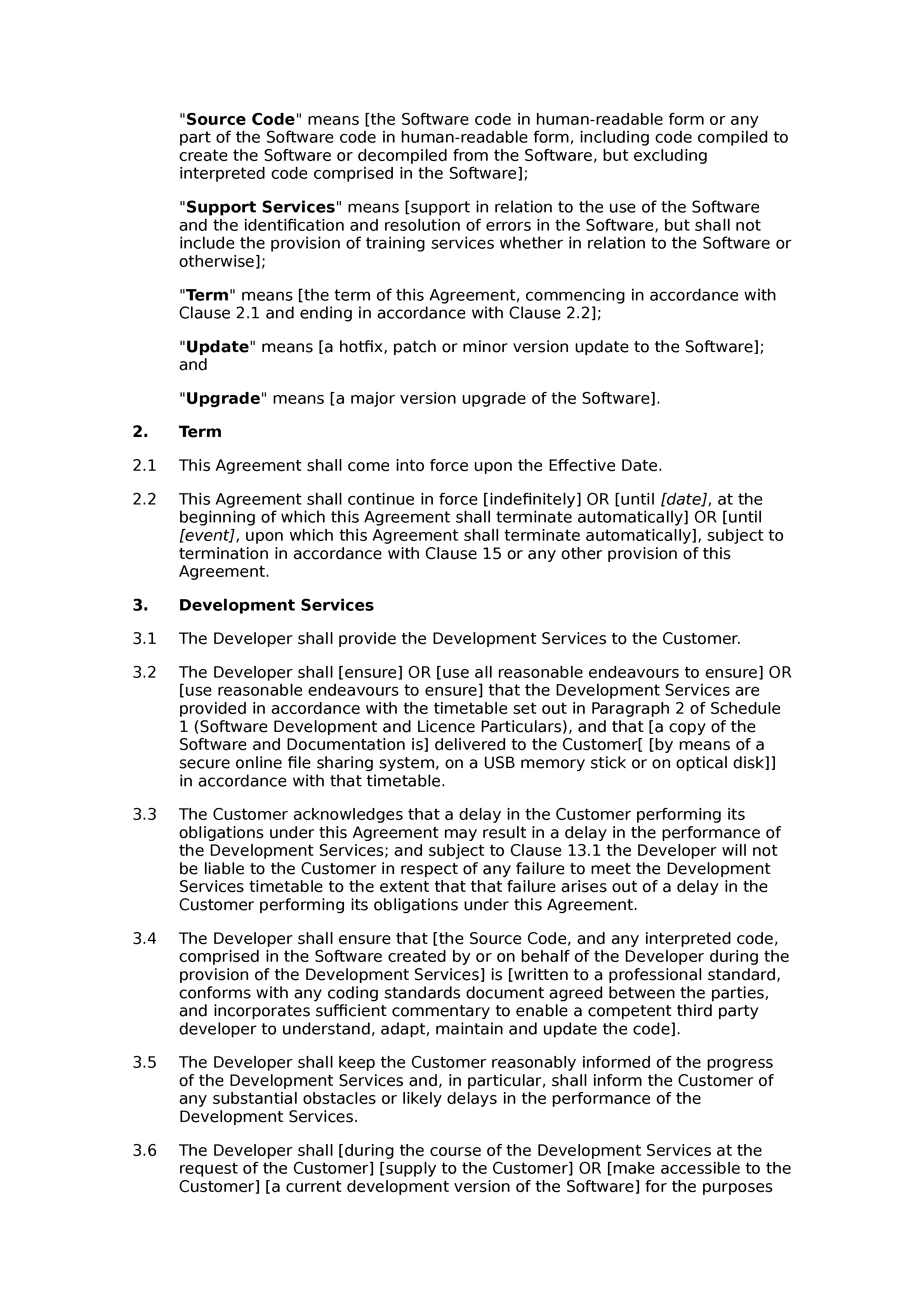 Software development, licence, support and maintenance agreement (basic) document preview
