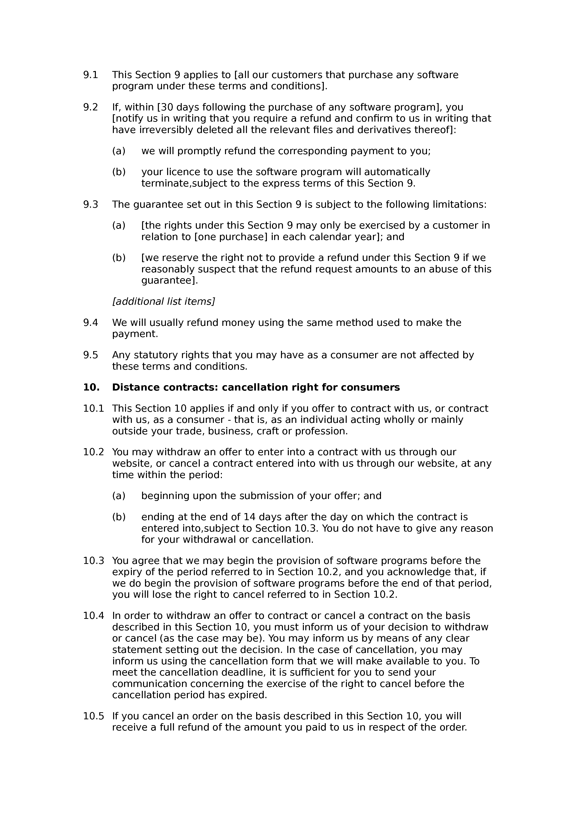 Software download terms and conditions document preview