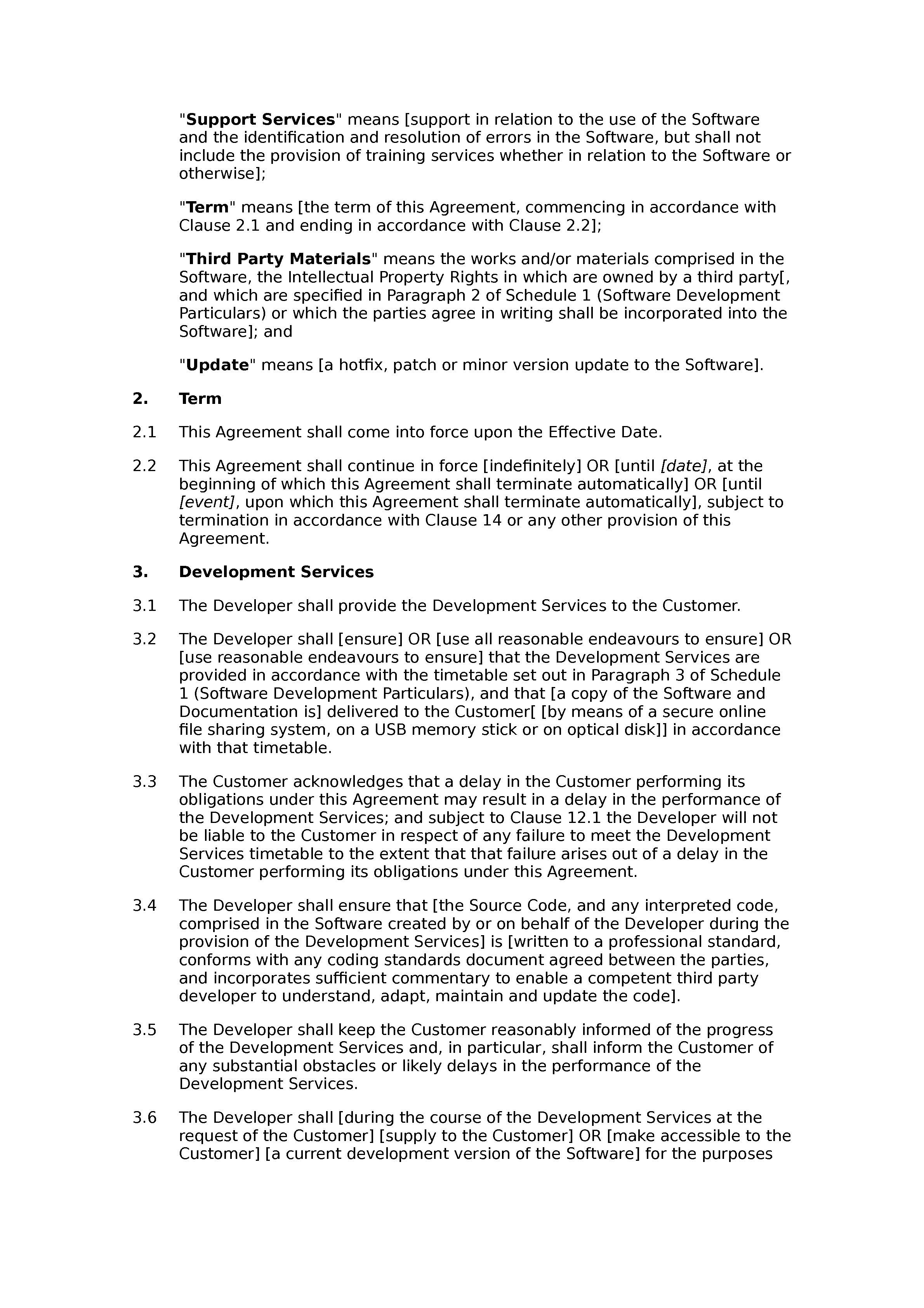 Software development, support and maintenance agreement (basic) document preview