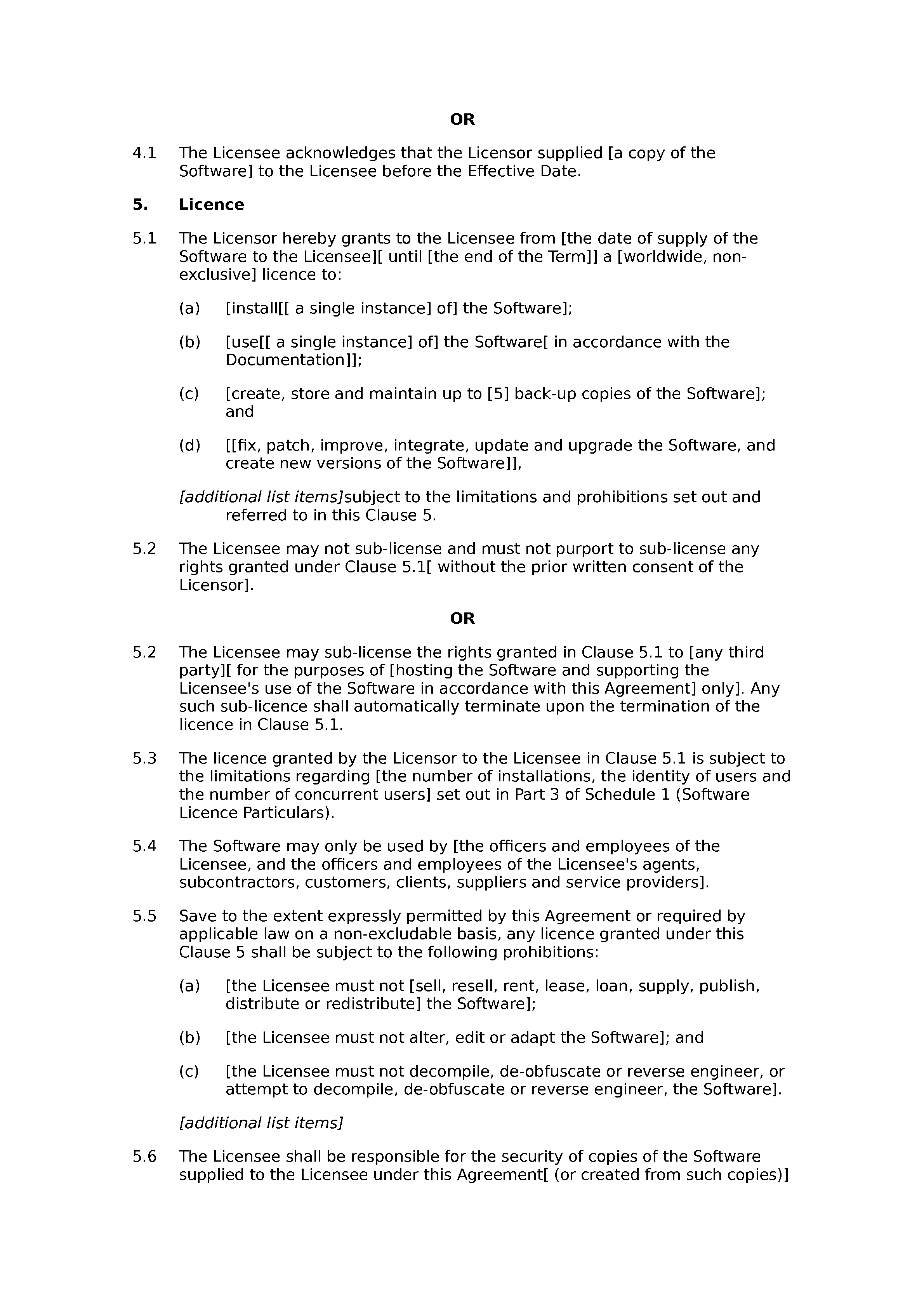 Free software licence agreement document preview