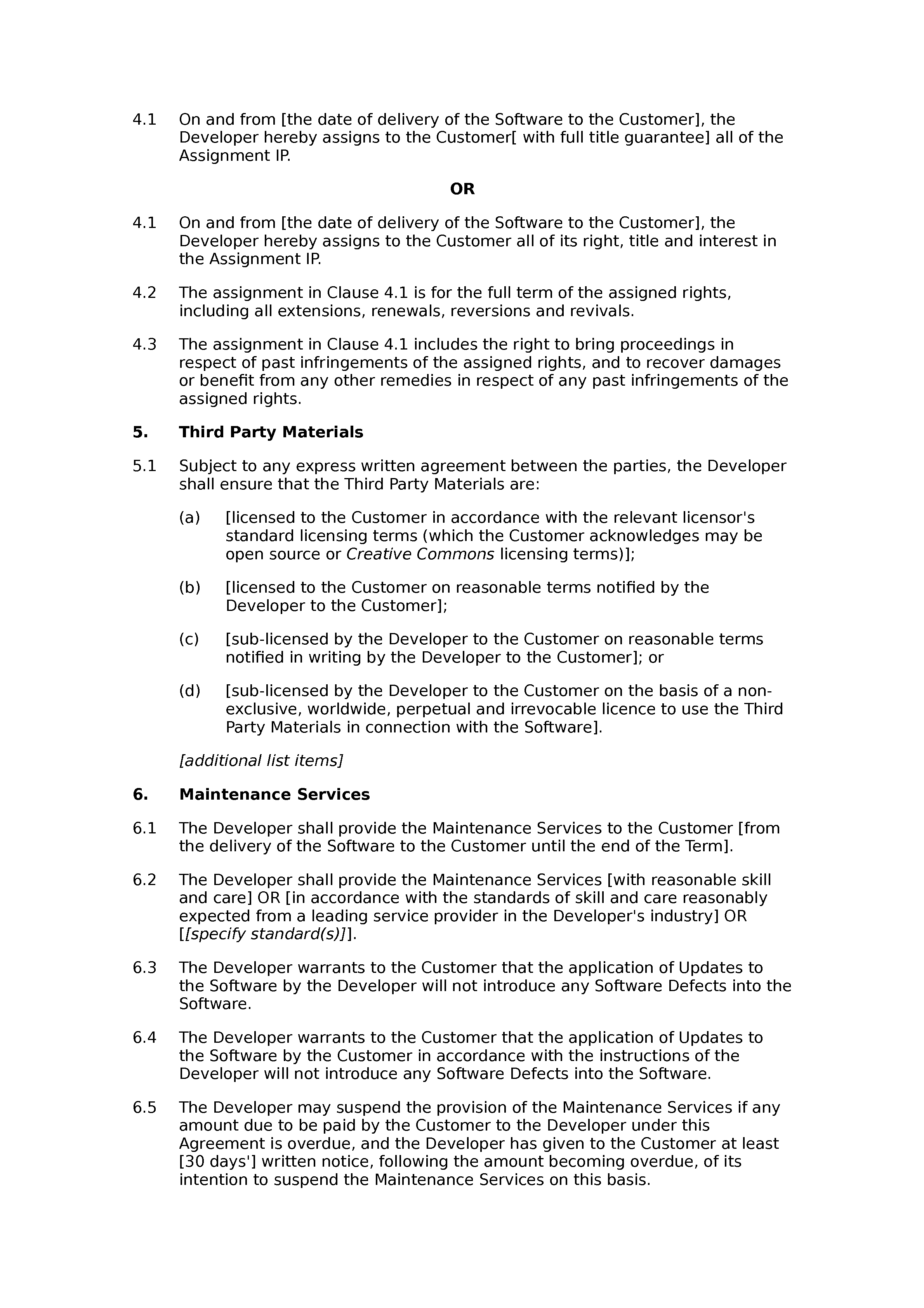 Software development and maintenance agreement (basic) document preview