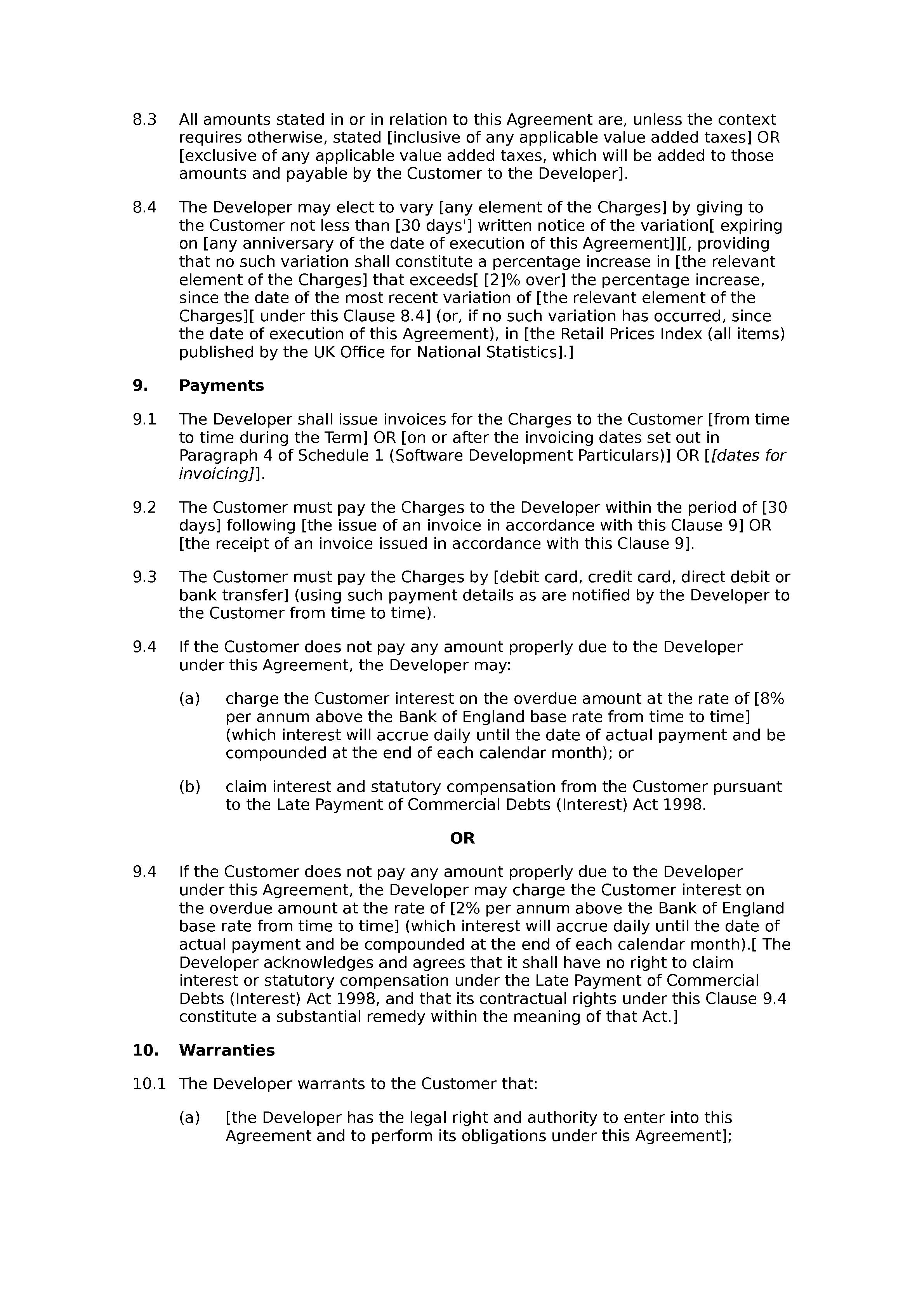 Software development and maintenance agreement (basic) document preview