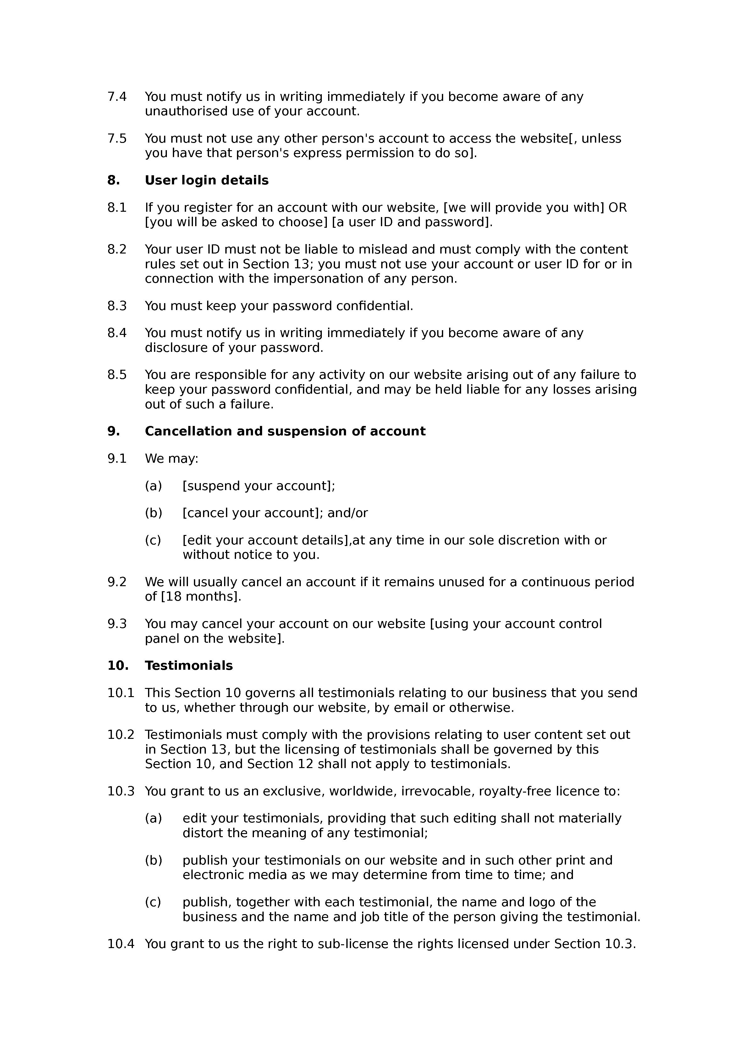 Business website terms and conditions document preview