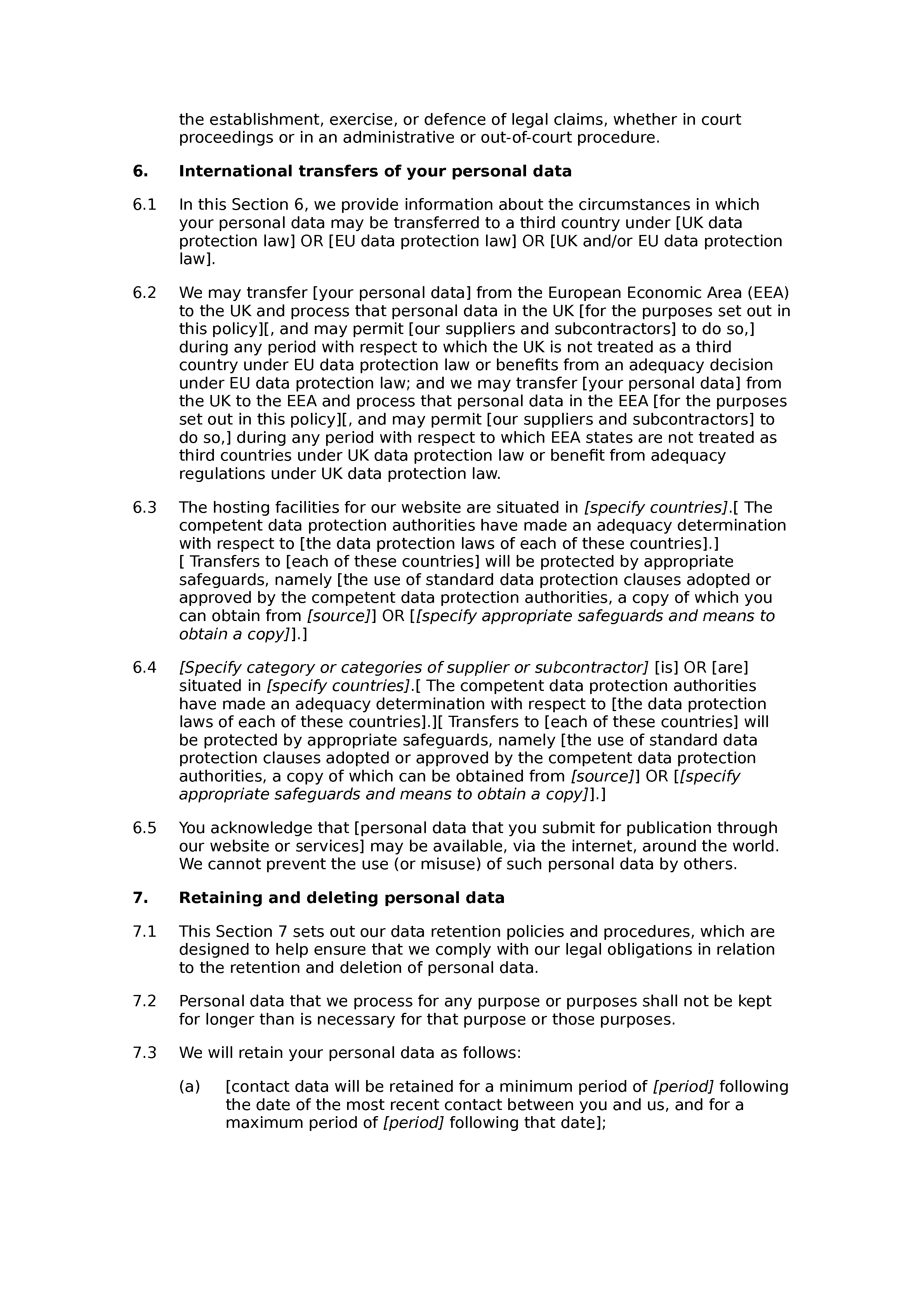 Free privacy policy document preview
