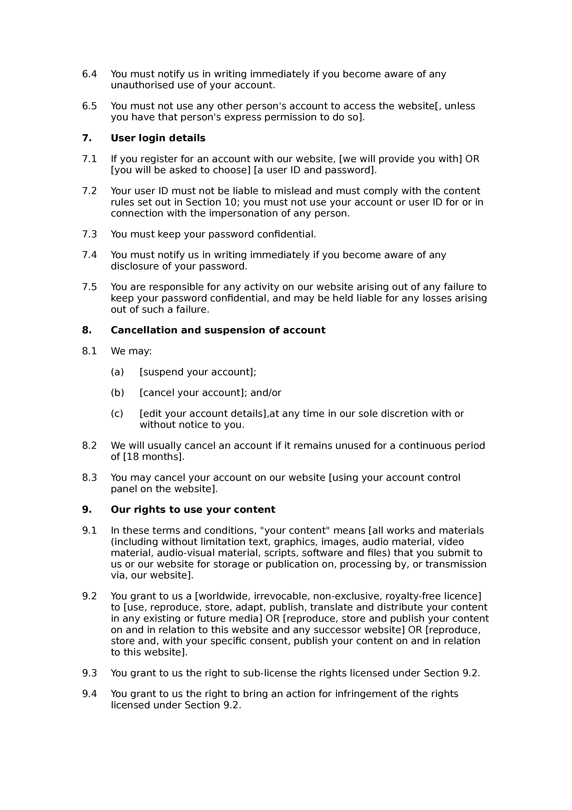 Affiliate website terms and conditions document preview