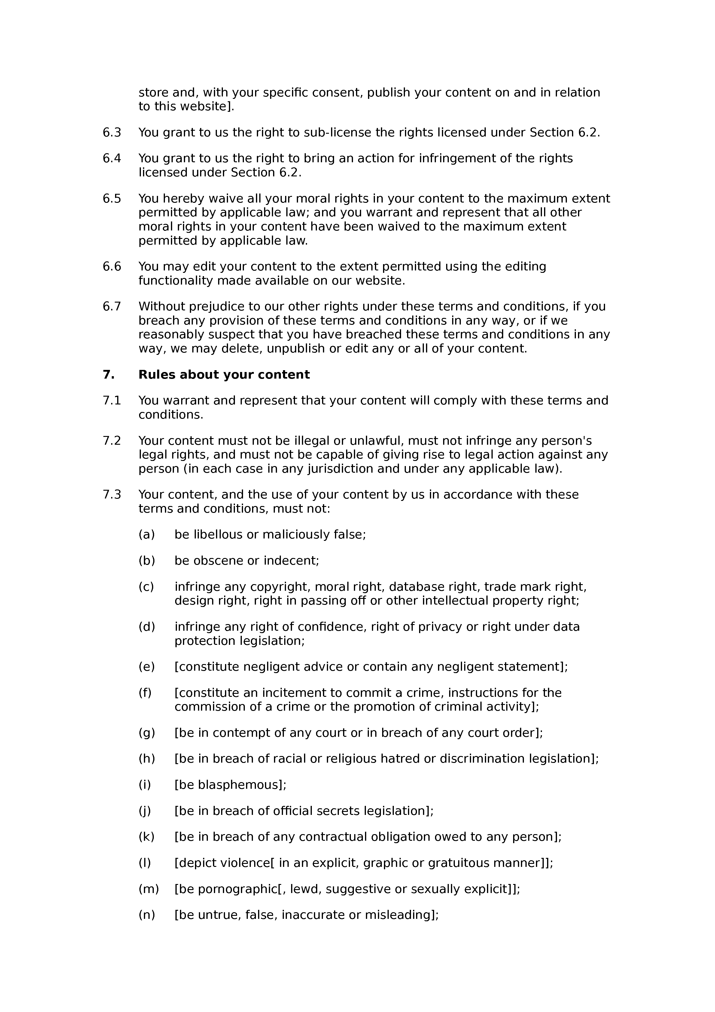 Club website terms and conditions document preview