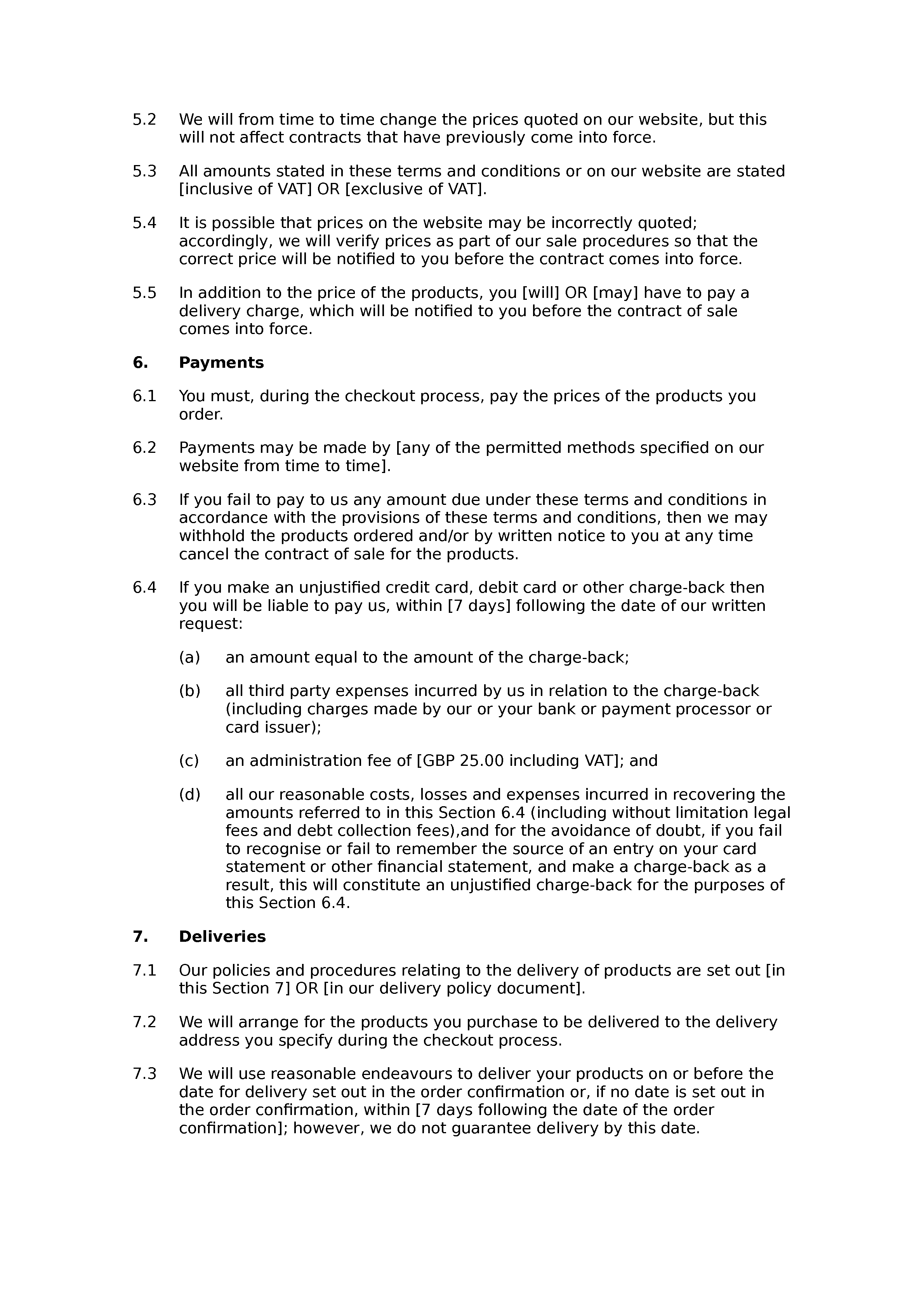 Terms and conditions of sale via website (B2C) document preview