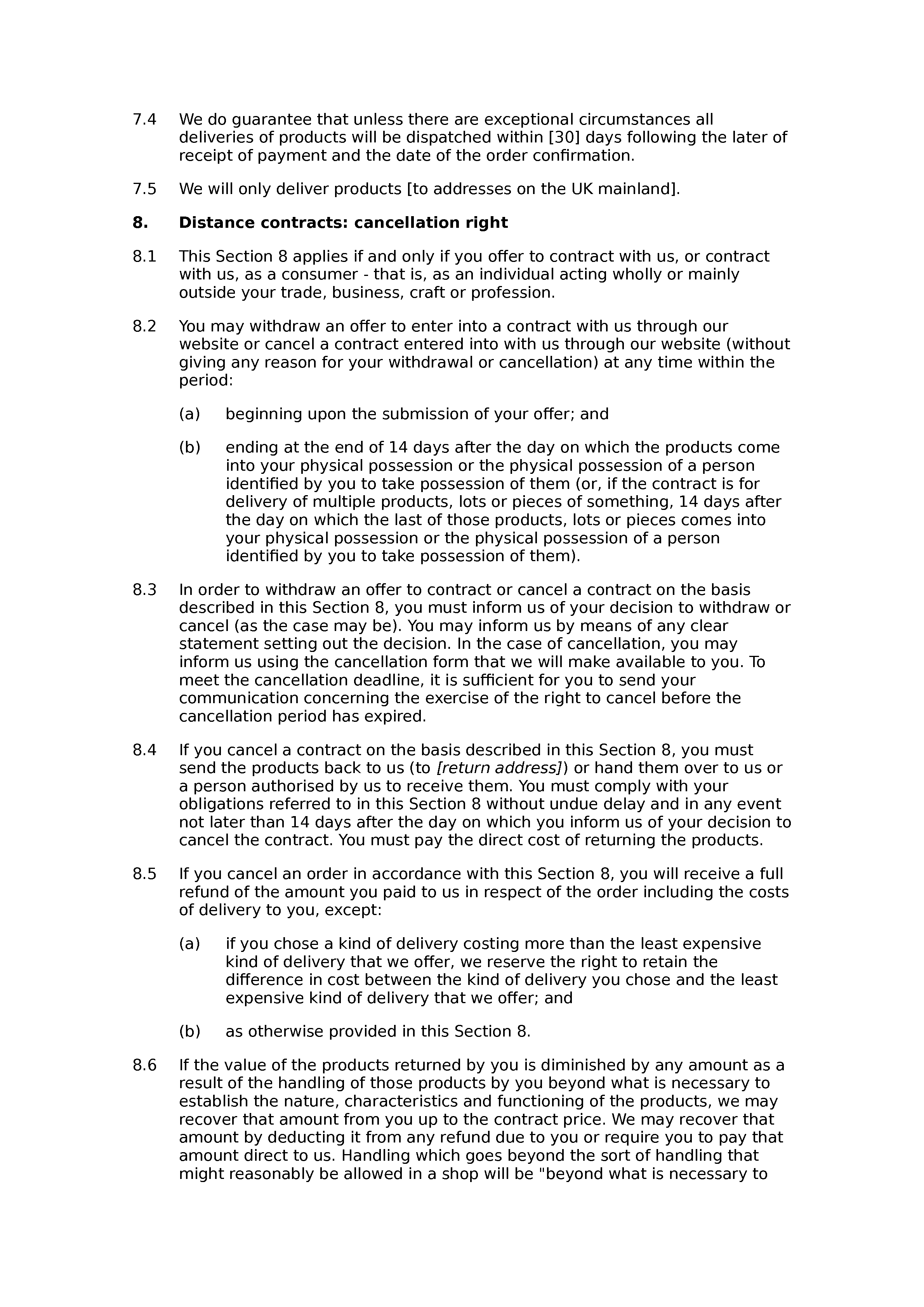 Terms and conditions of sale via website (B2C) document preview