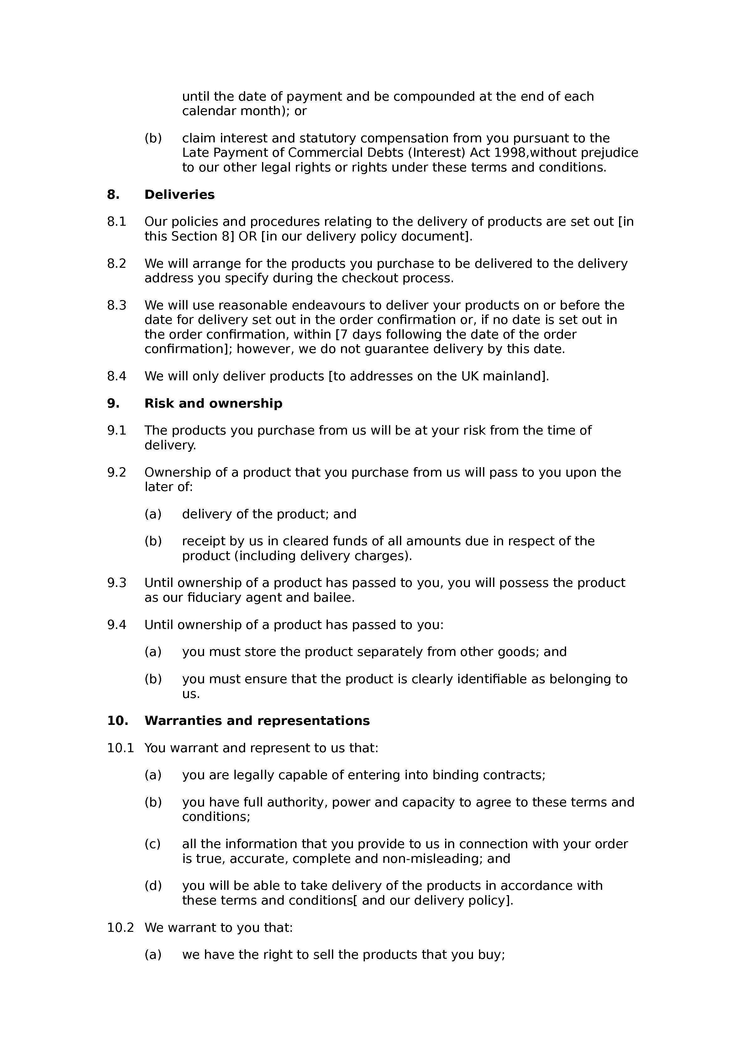 Terms and conditions of sale via website (B2B) document preview