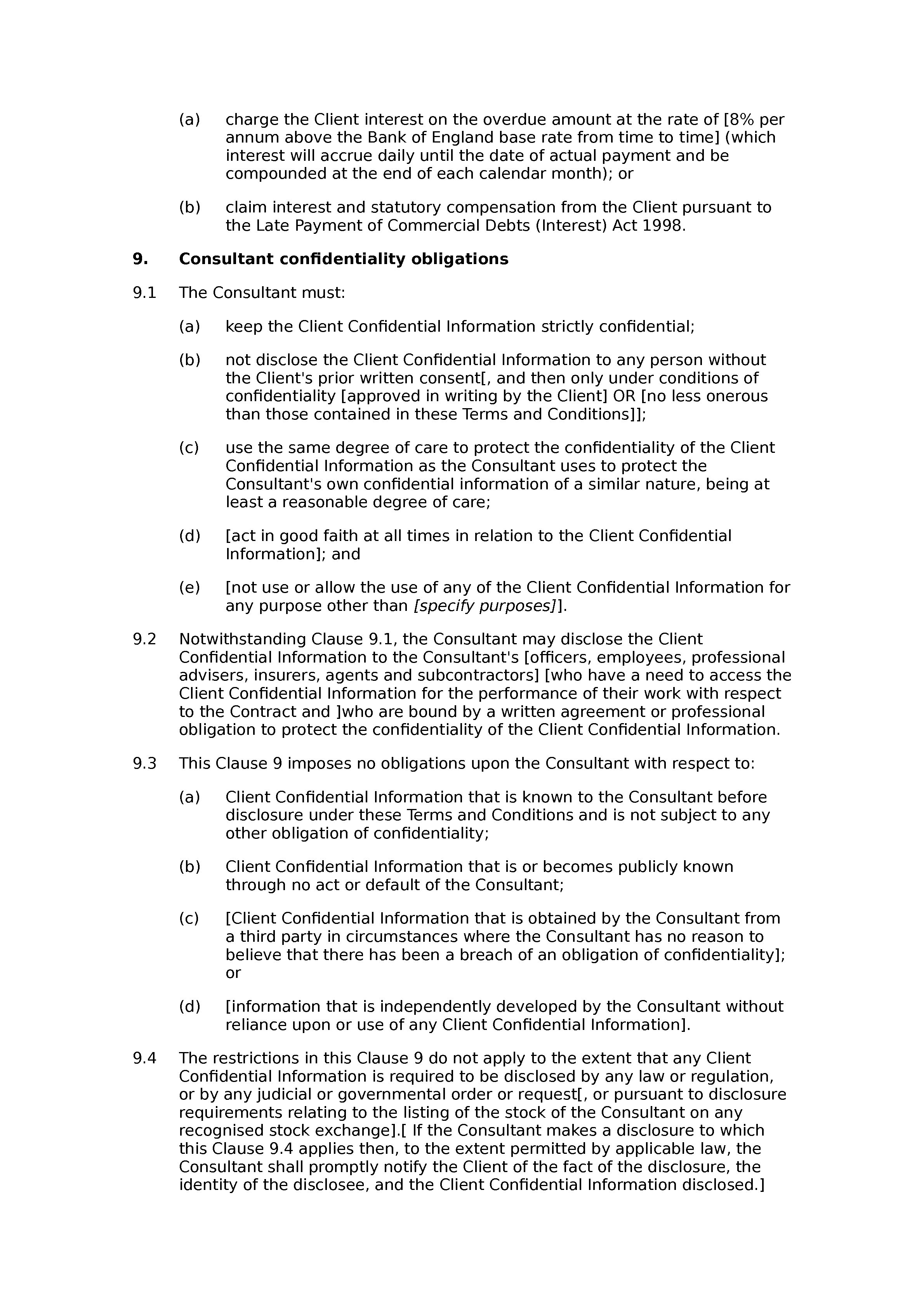 Consultancy terms and conditions (standard) document preview