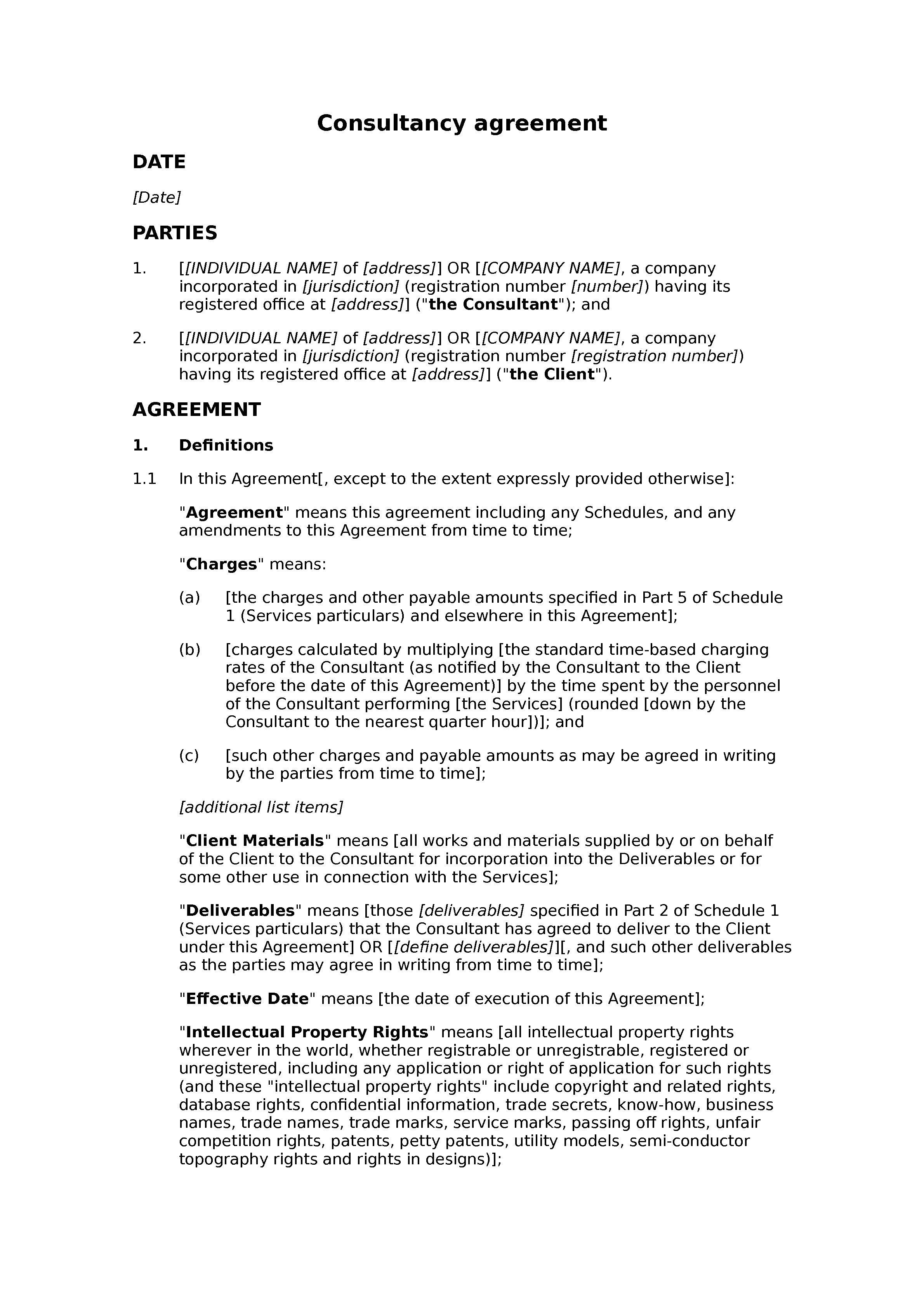 Consultancy agreement (basic) document preview