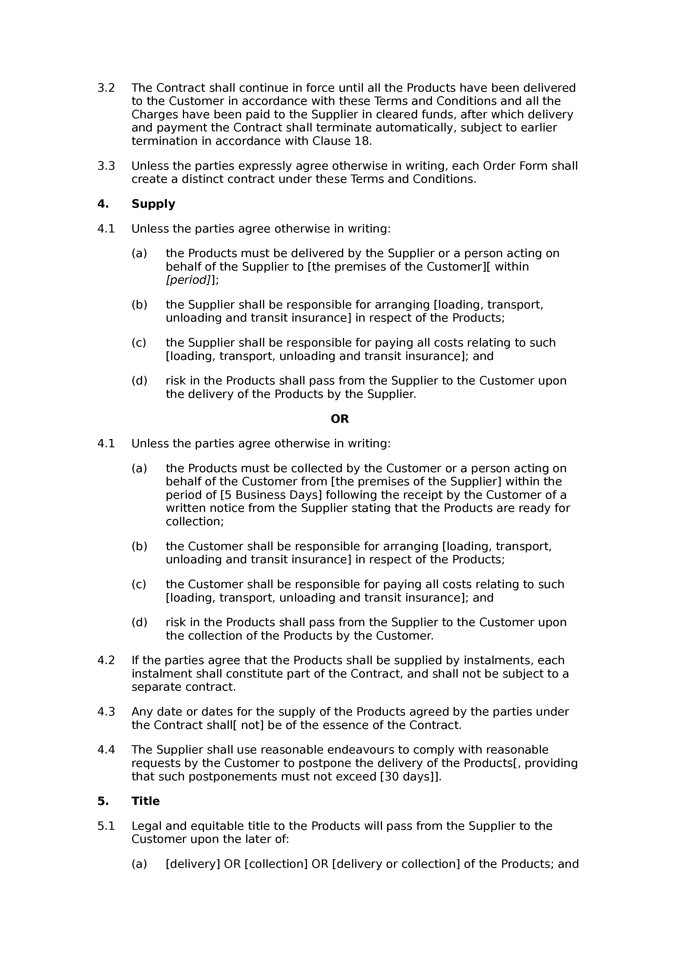 Terms and conditions of supply (premium) document preview