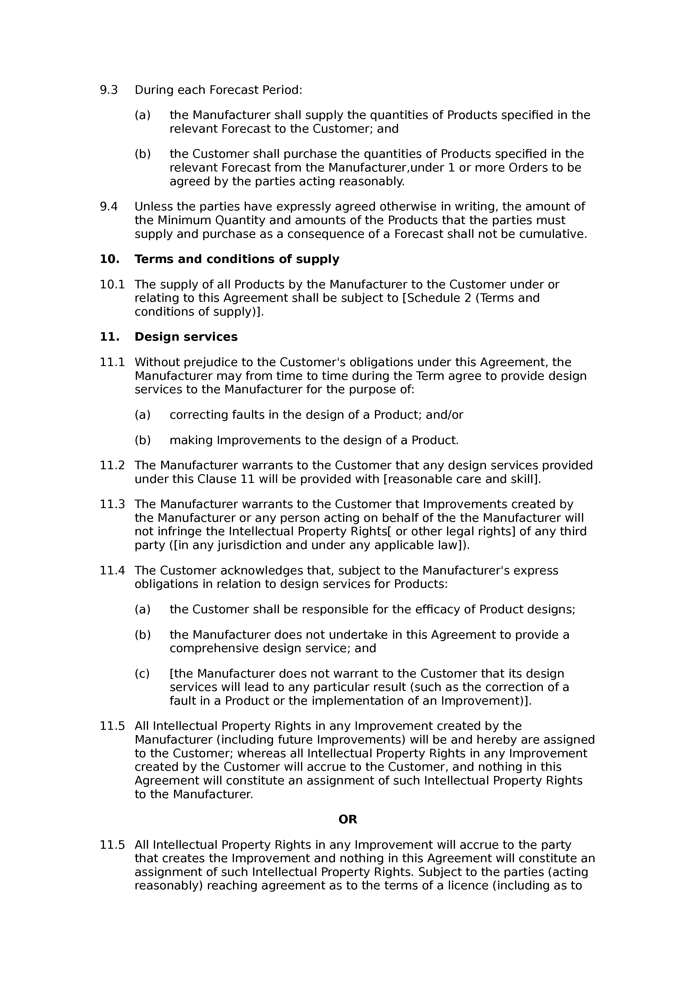Manufacturing agreement (premium) document preview