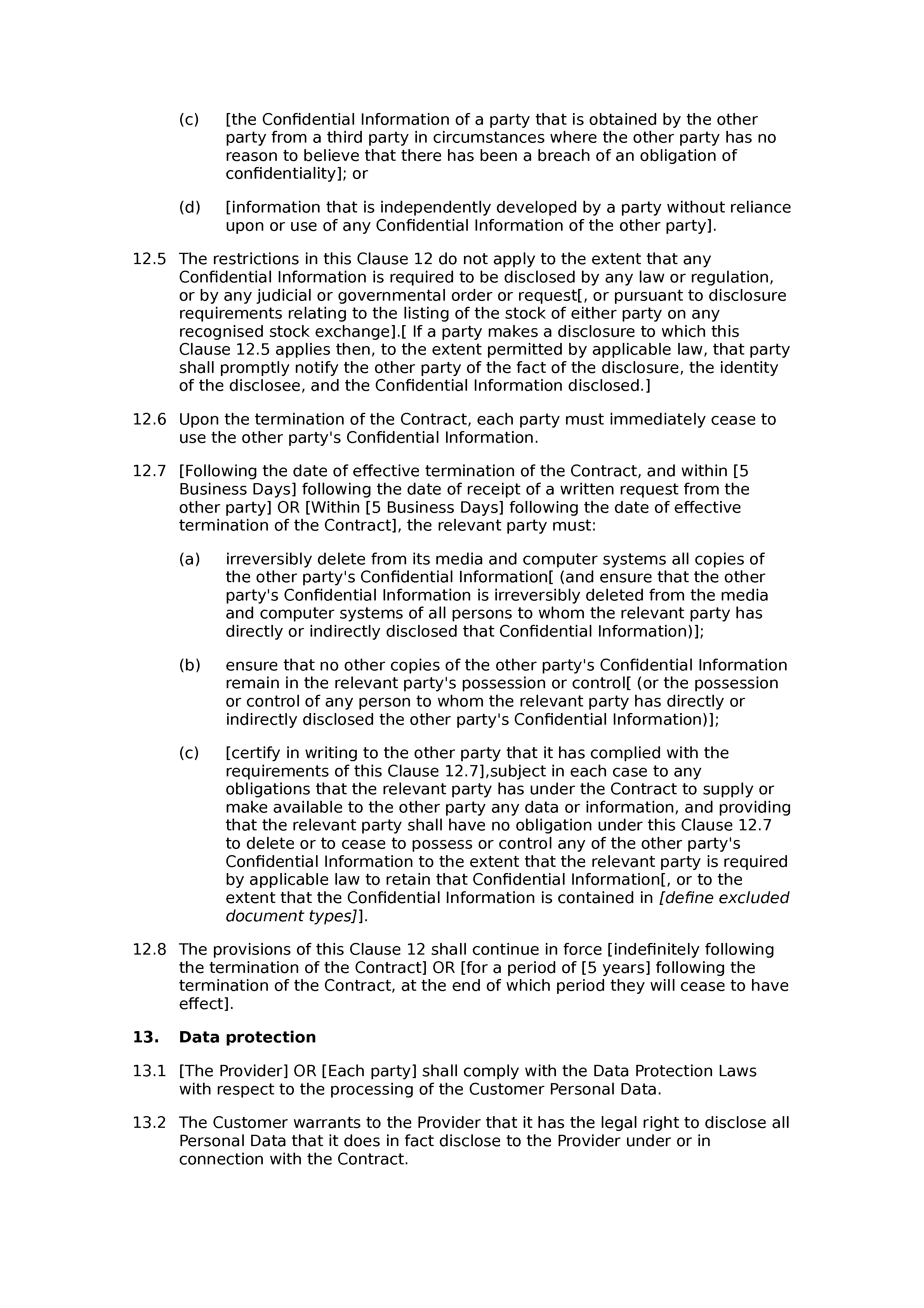 IT support terms and conditions (standard) document preview