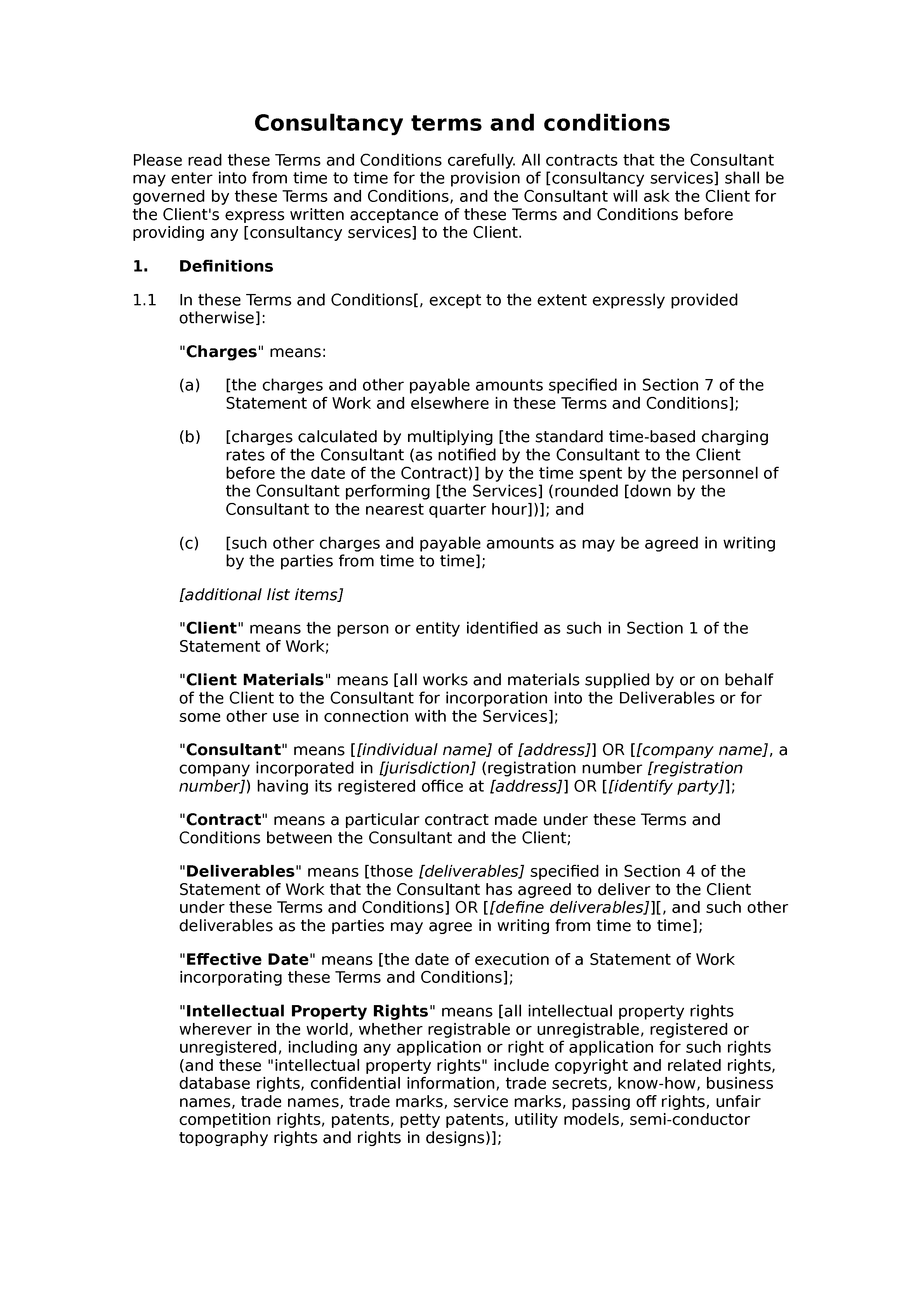 Consultancy terms and conditions (basic) document preview