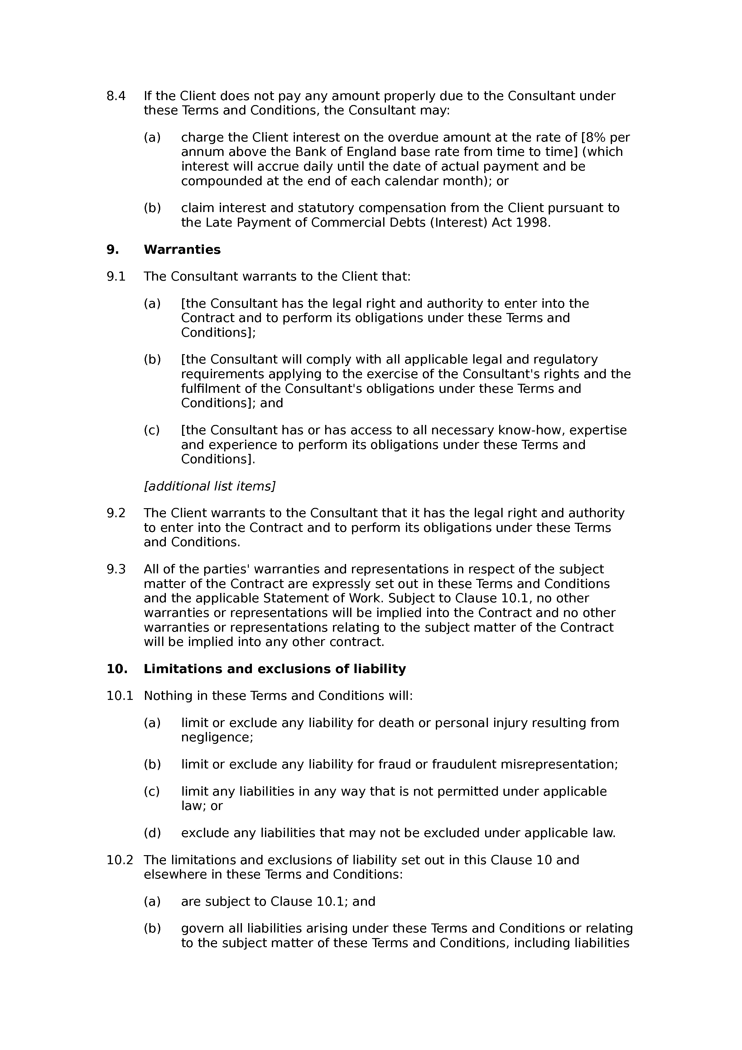 Free consultancy terms and conditions document preview