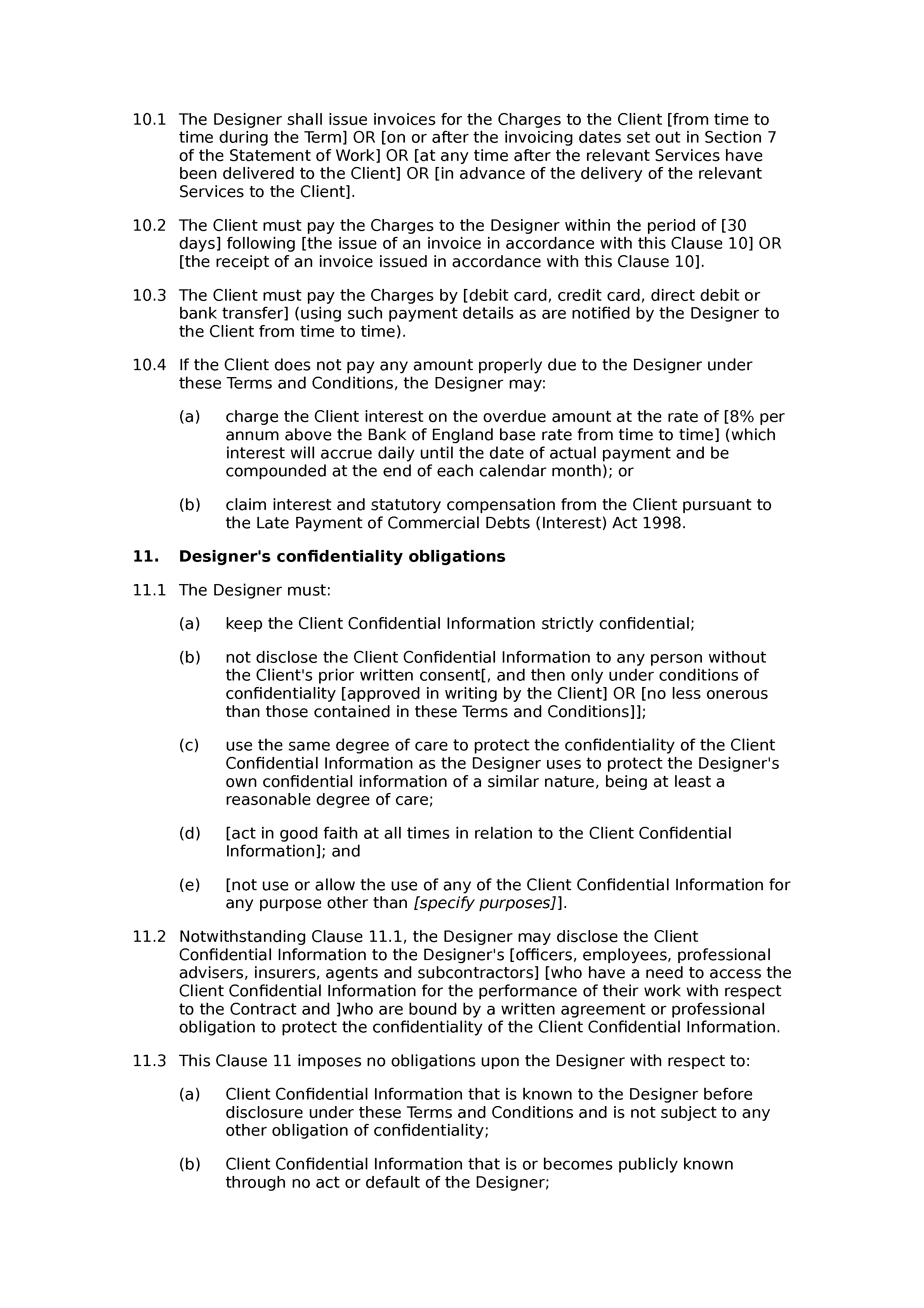 Graphic design terms and conditions document preview