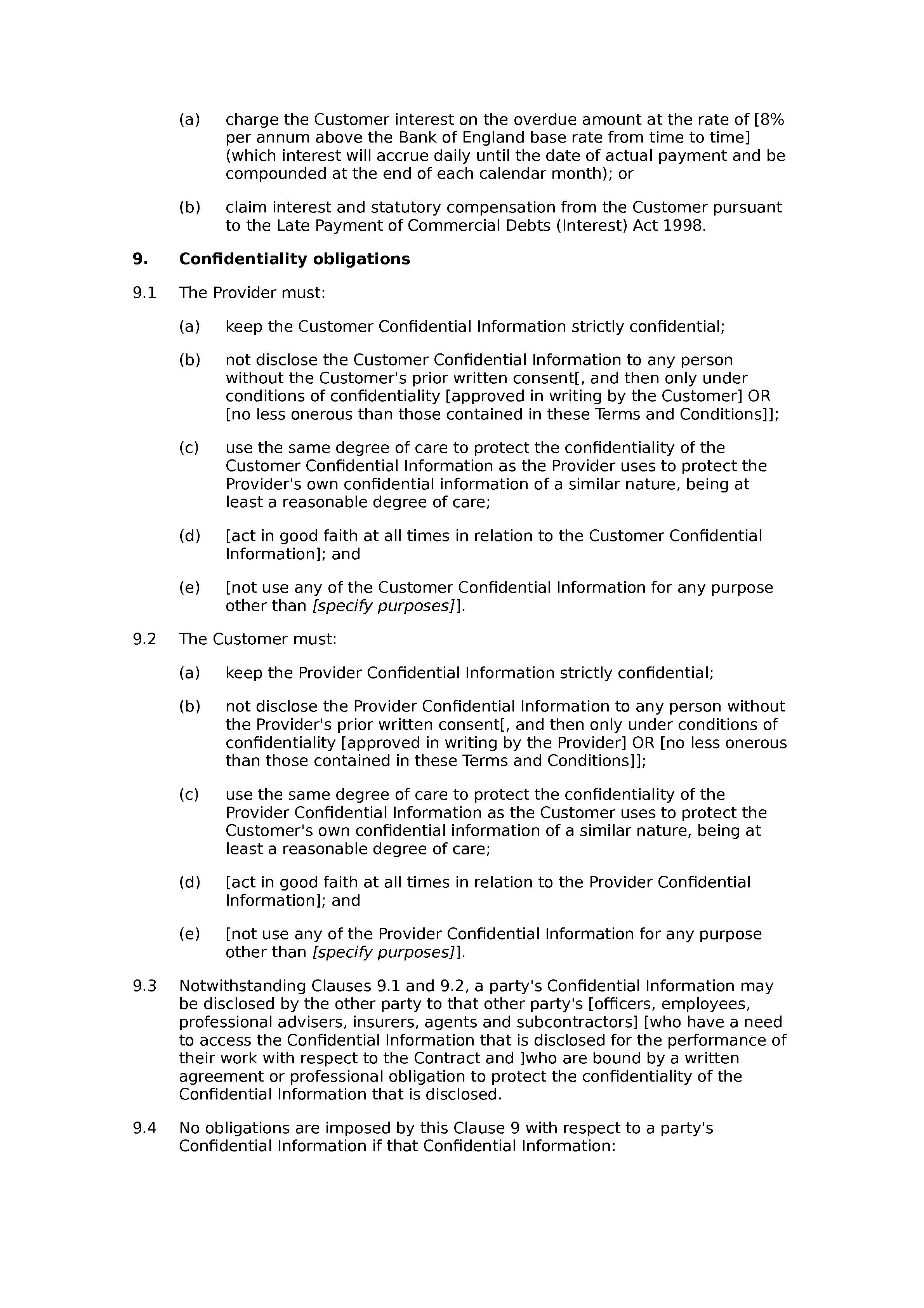 Business training terms and conditions document preview