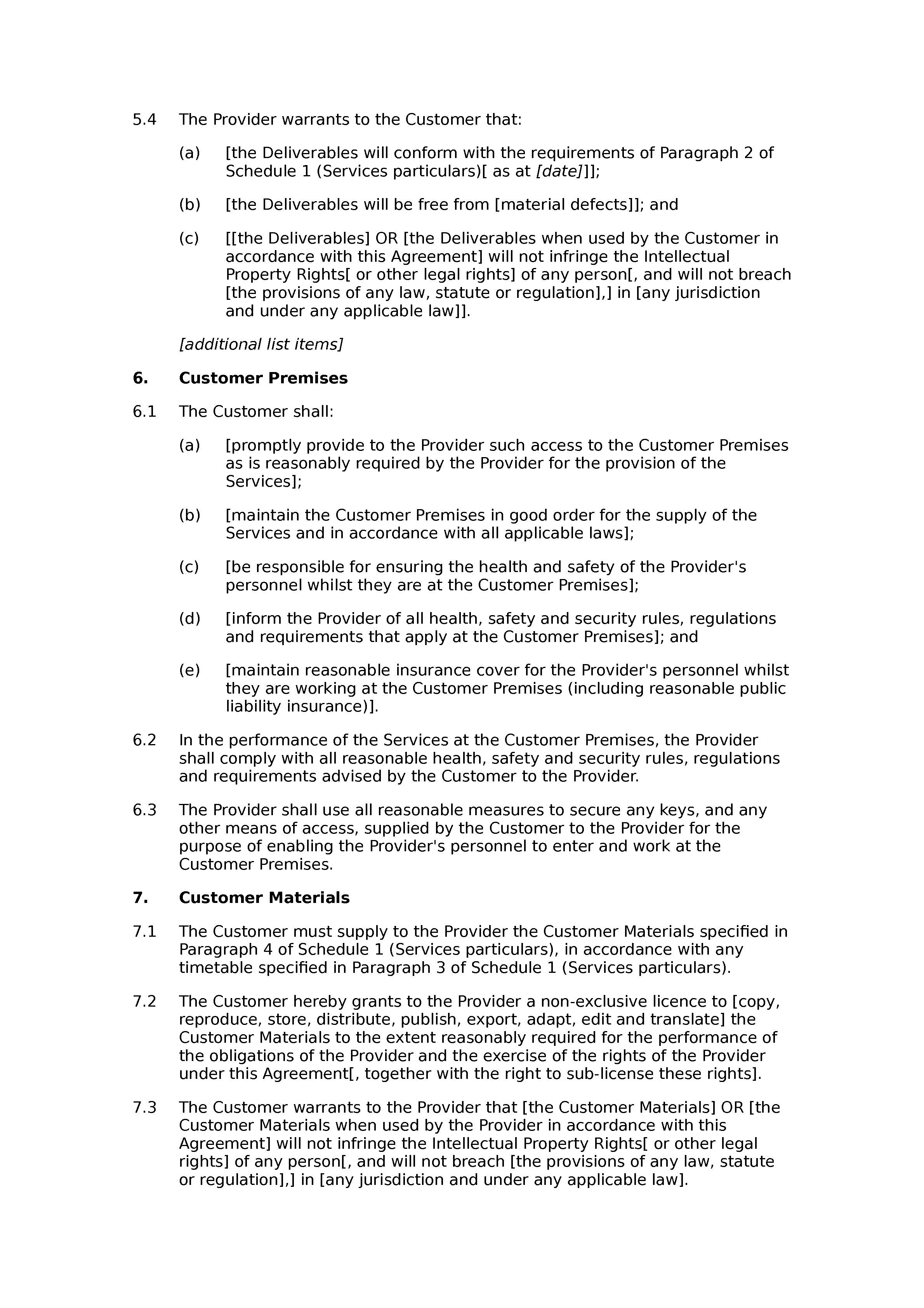 Services agreement (standard) document preview