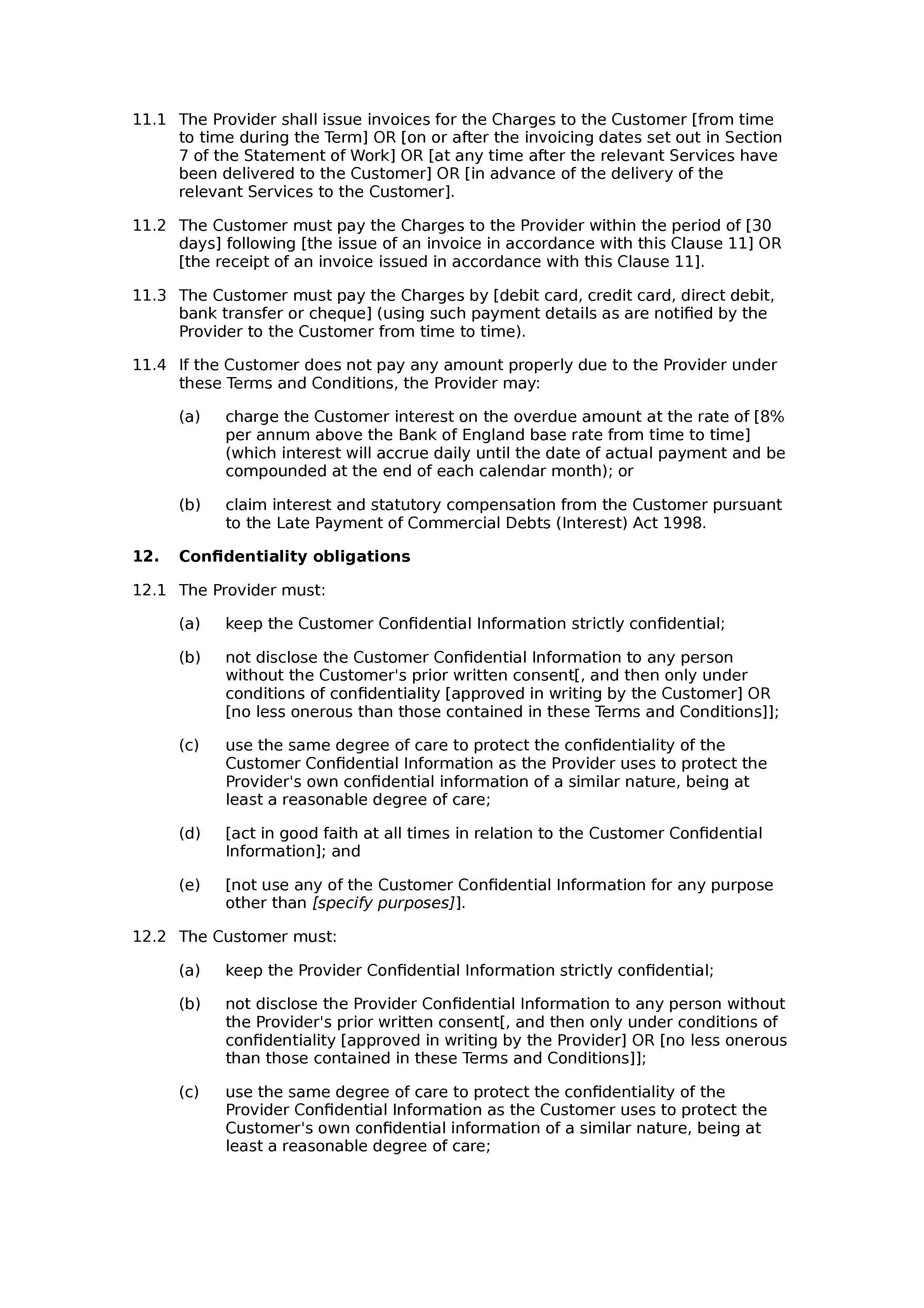 Terms and conditions for the supply of services (standard) document preview