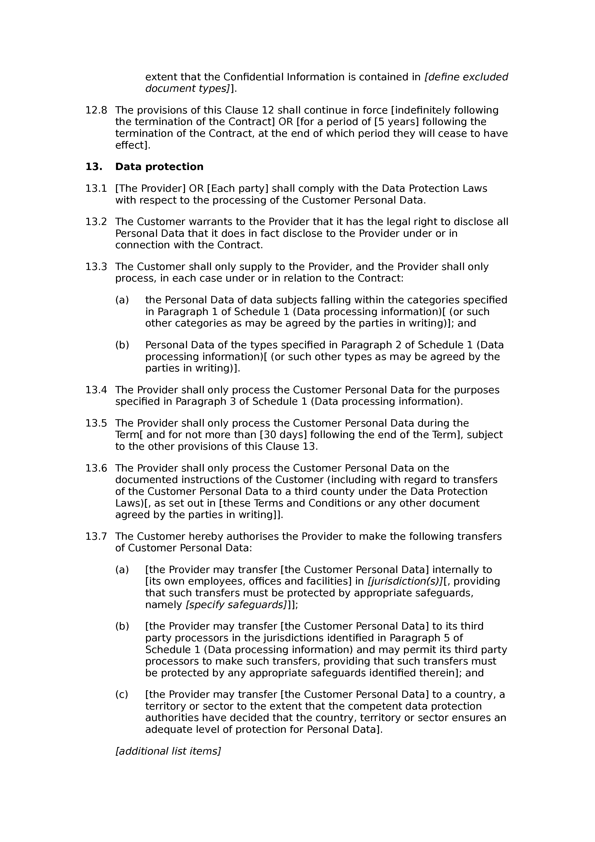 Terms and conditions for the supply of services (standard) document preview