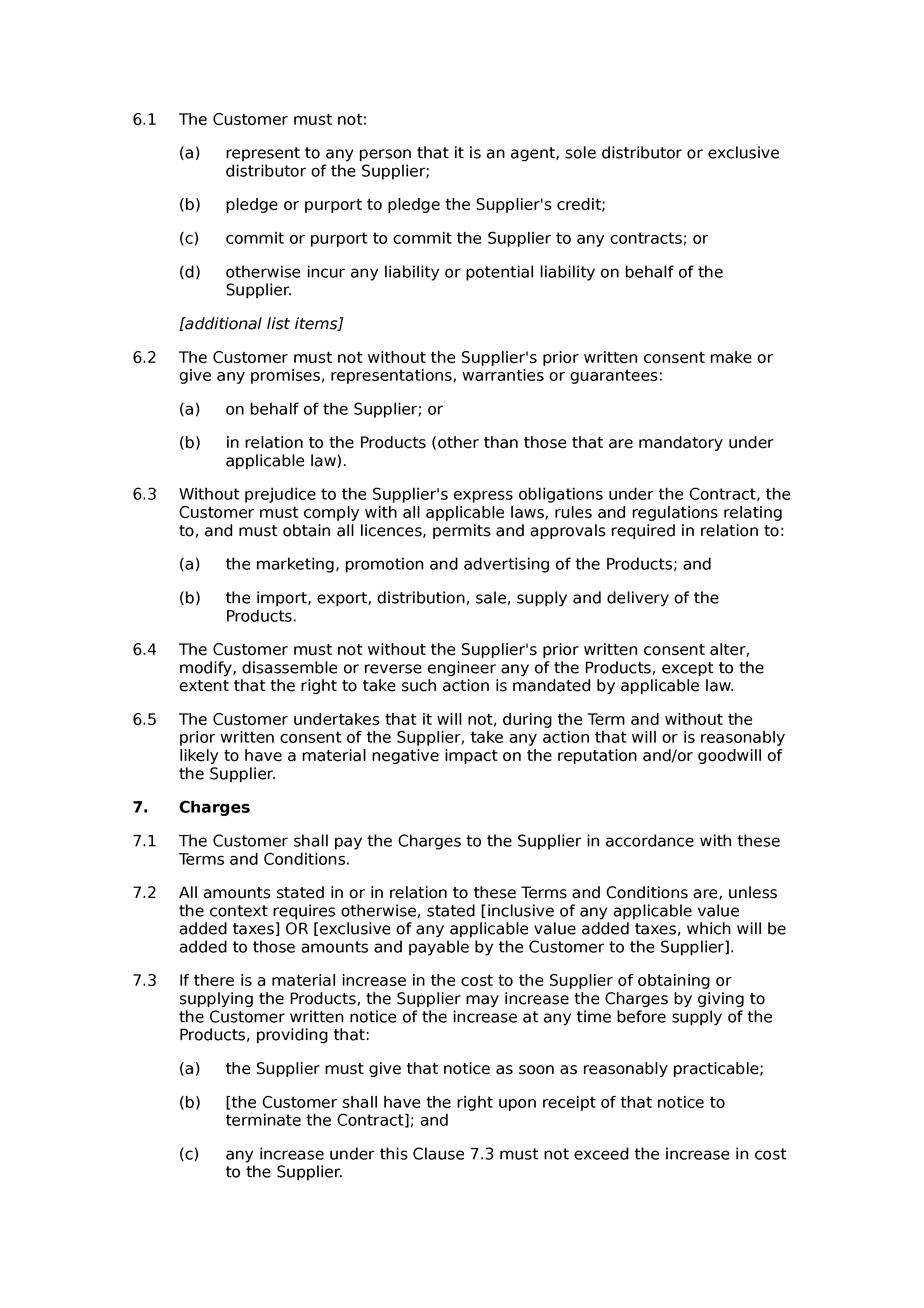 Terms and conditions of supply (standard) document preview