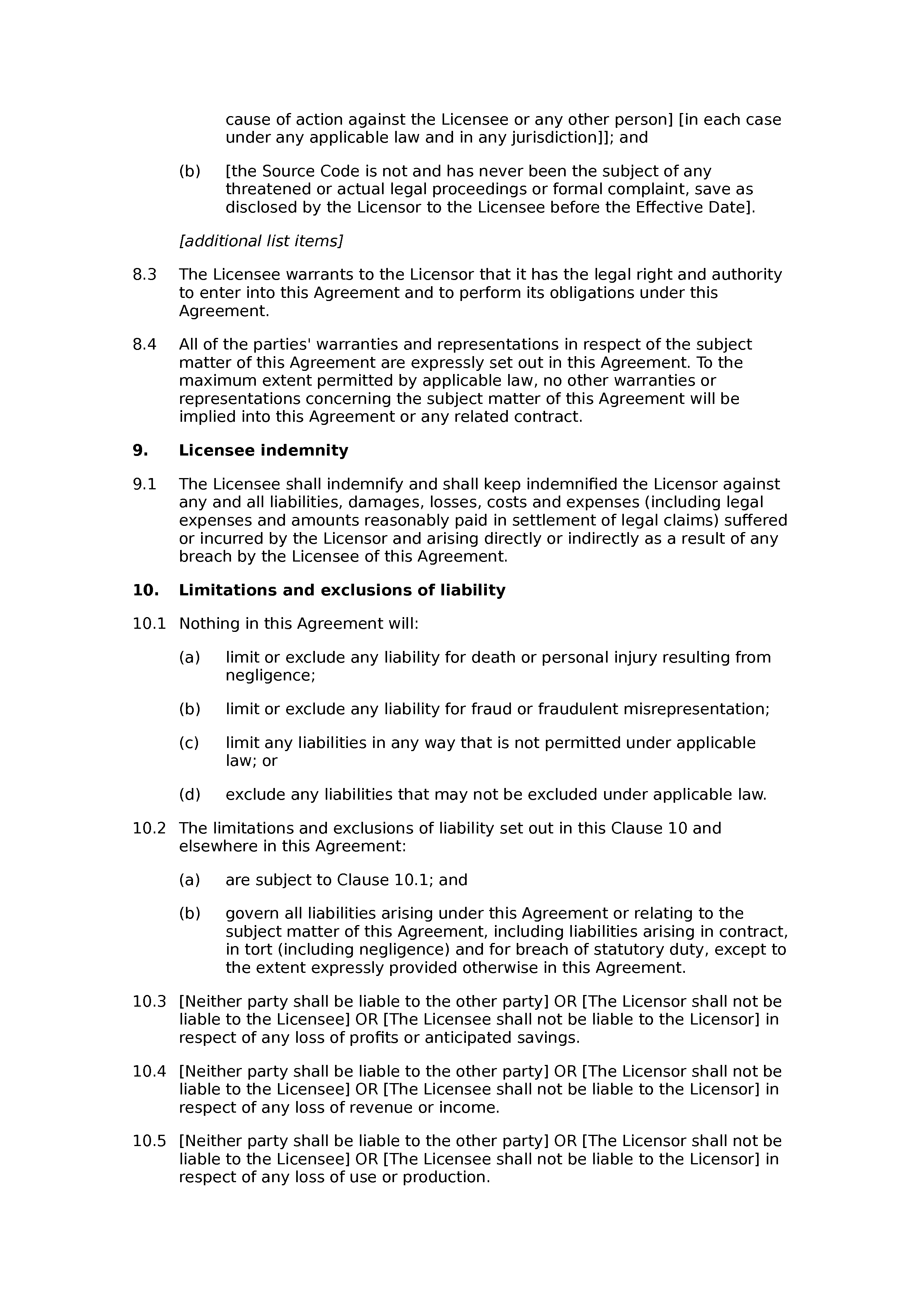 Source code licence agreement document preview