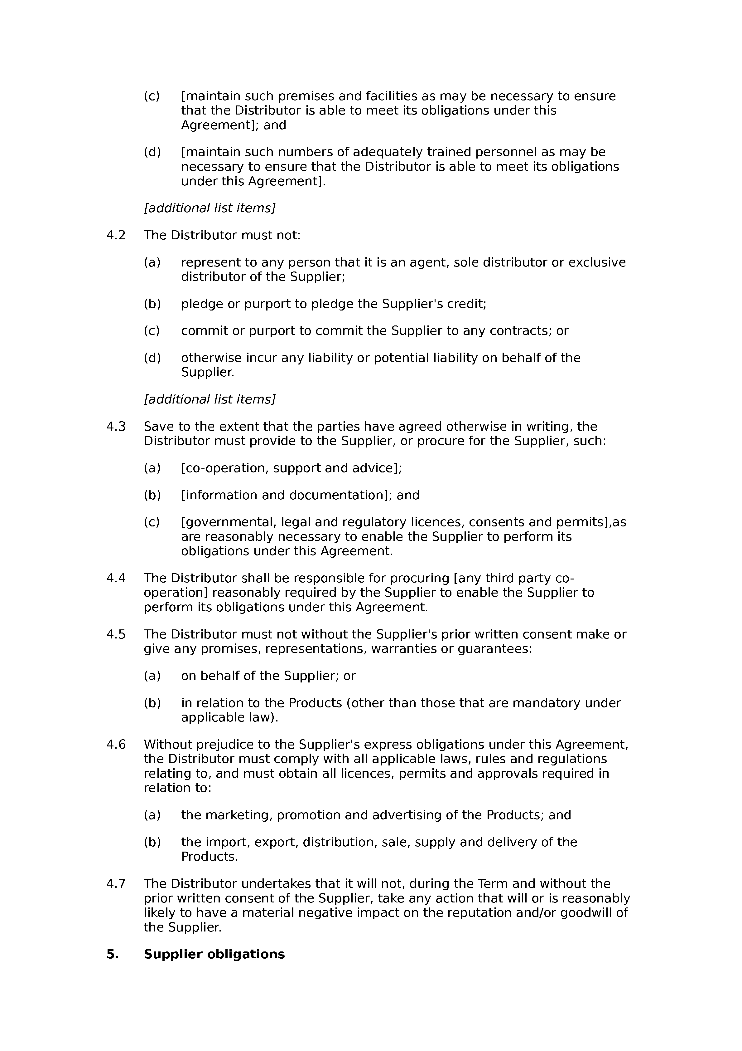 Non-exclusive distribution agreement (premium) document preview