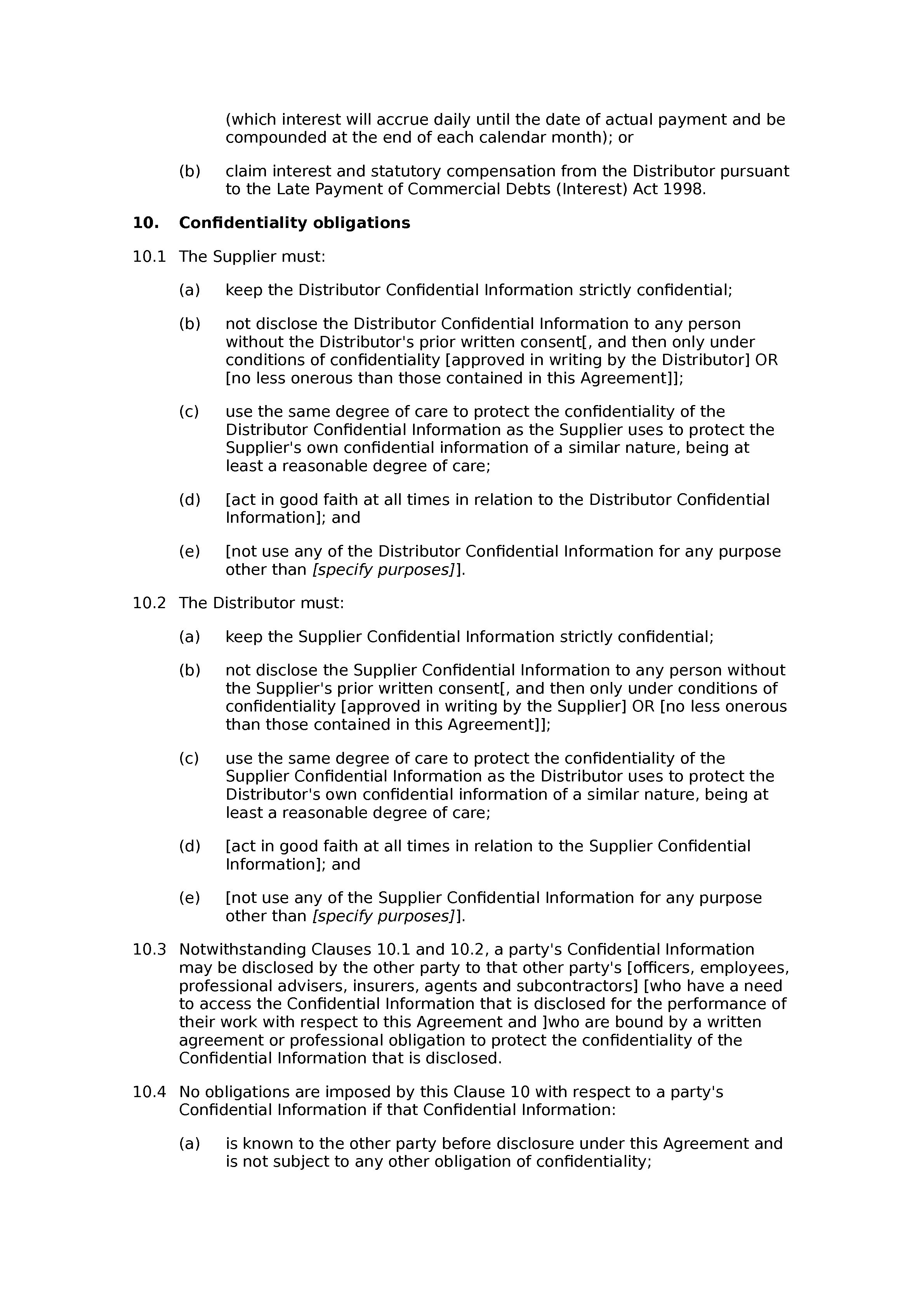 Non-exclusive distribution agreement (standard) document preview
