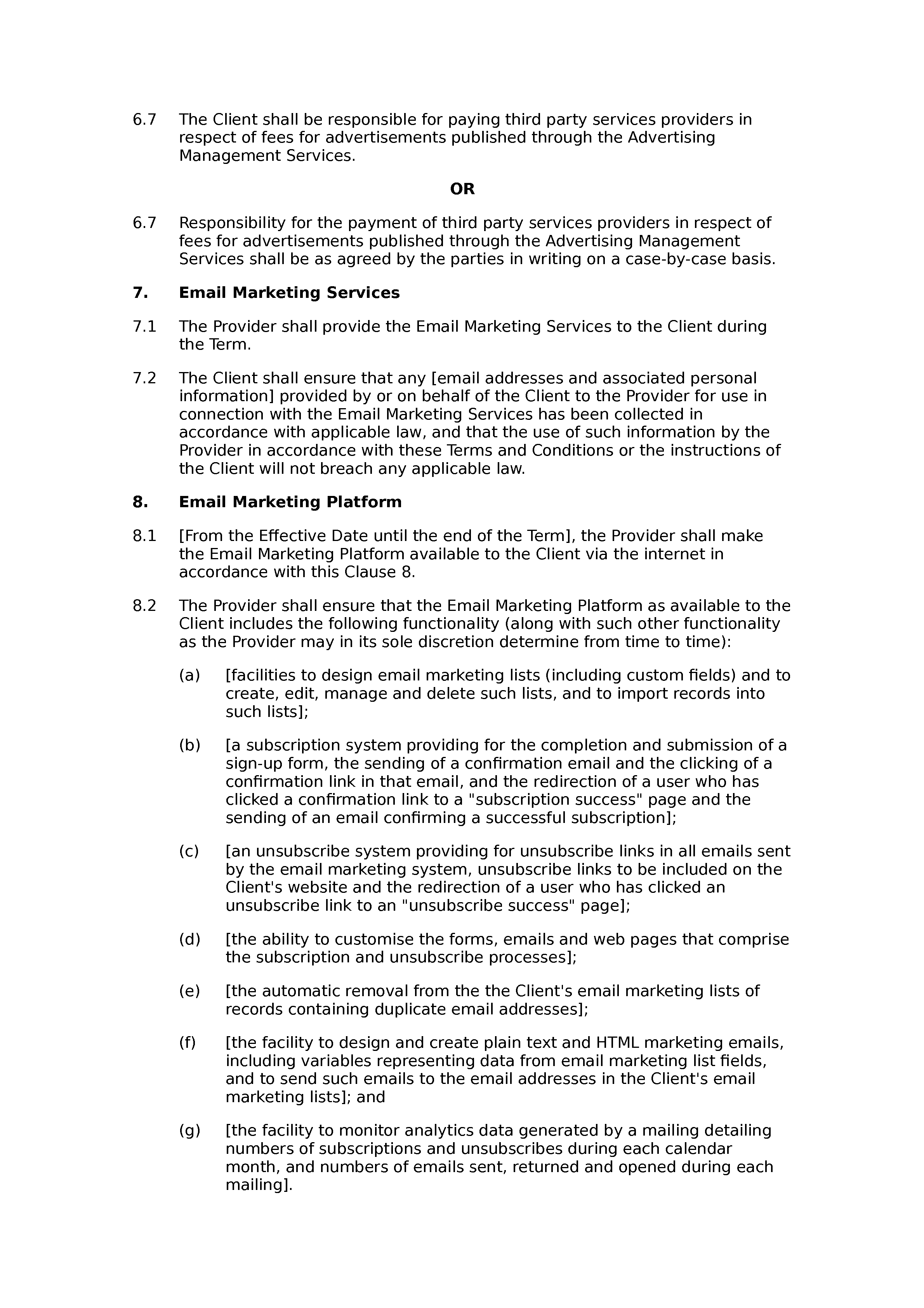 Web marketing terms and conditions document preview