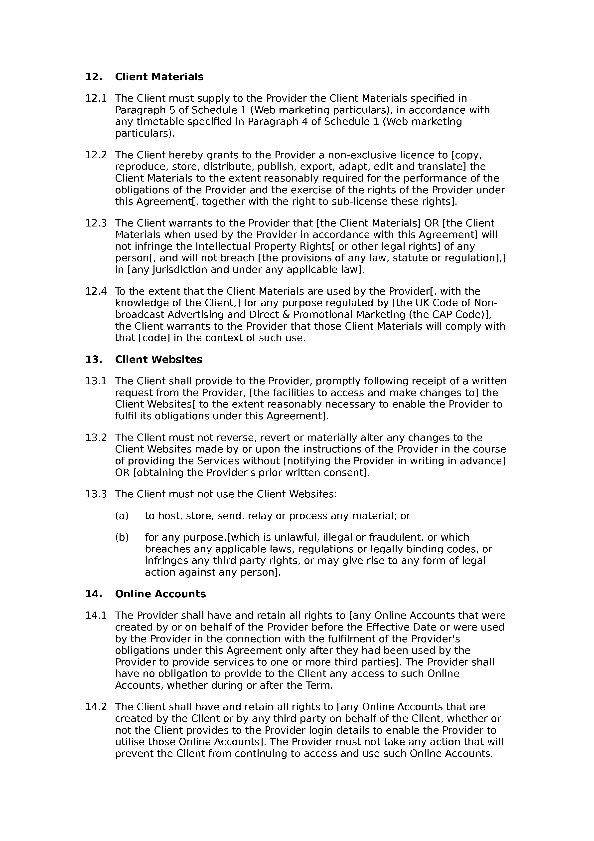 Web marketing agreement document preview