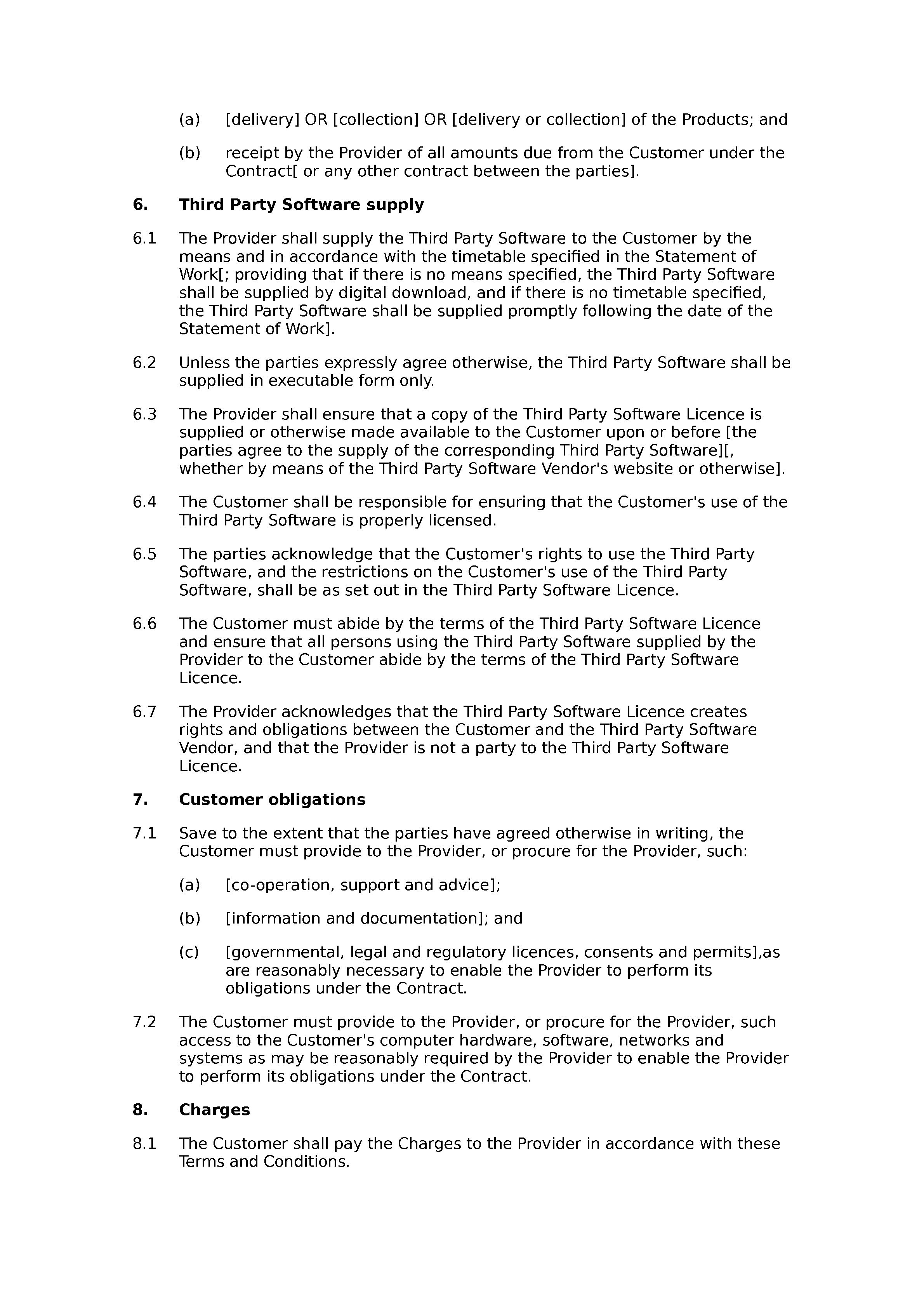 Free IT support terms and conditions document preview