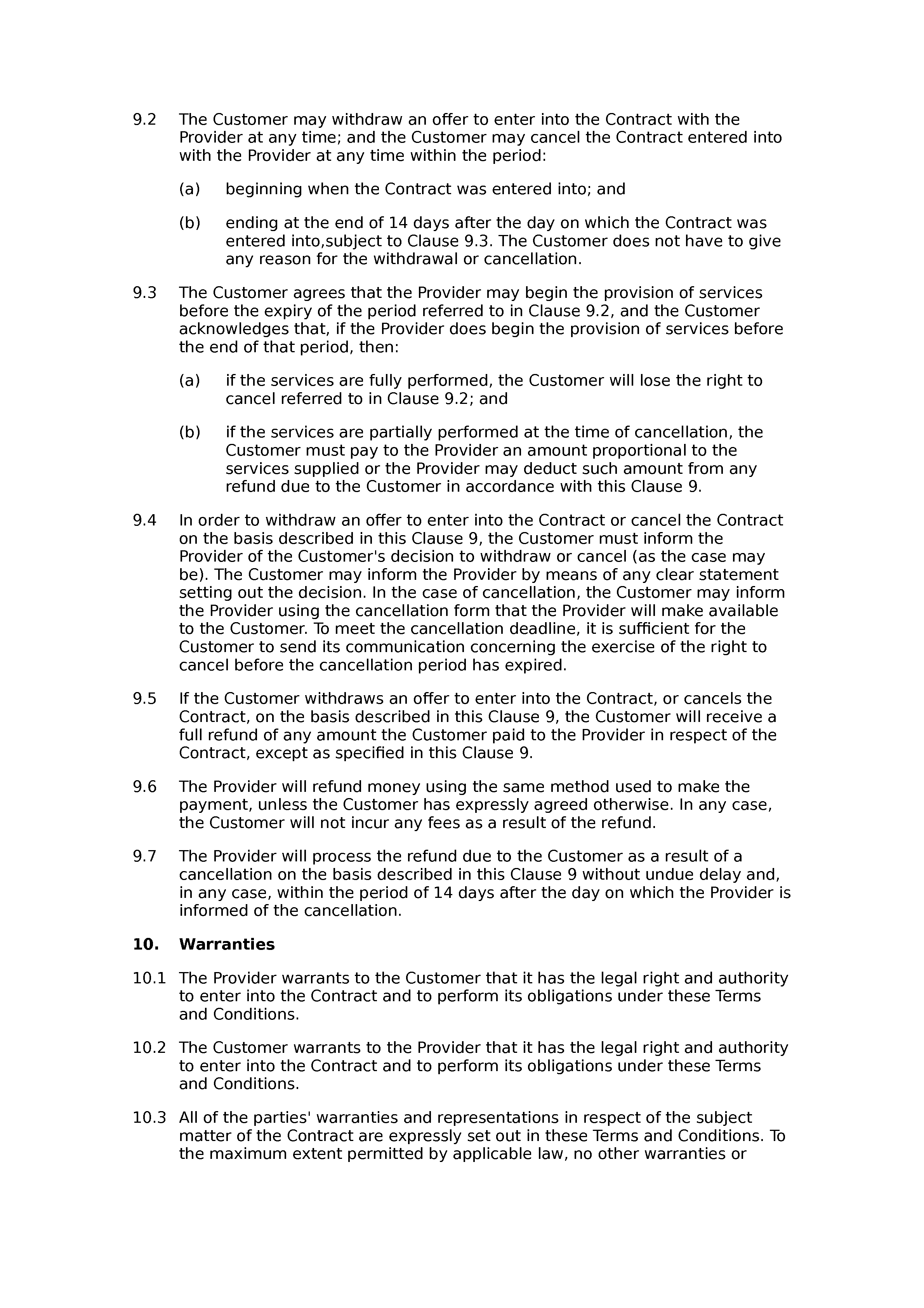 Free cleaning terms and conditions document preview