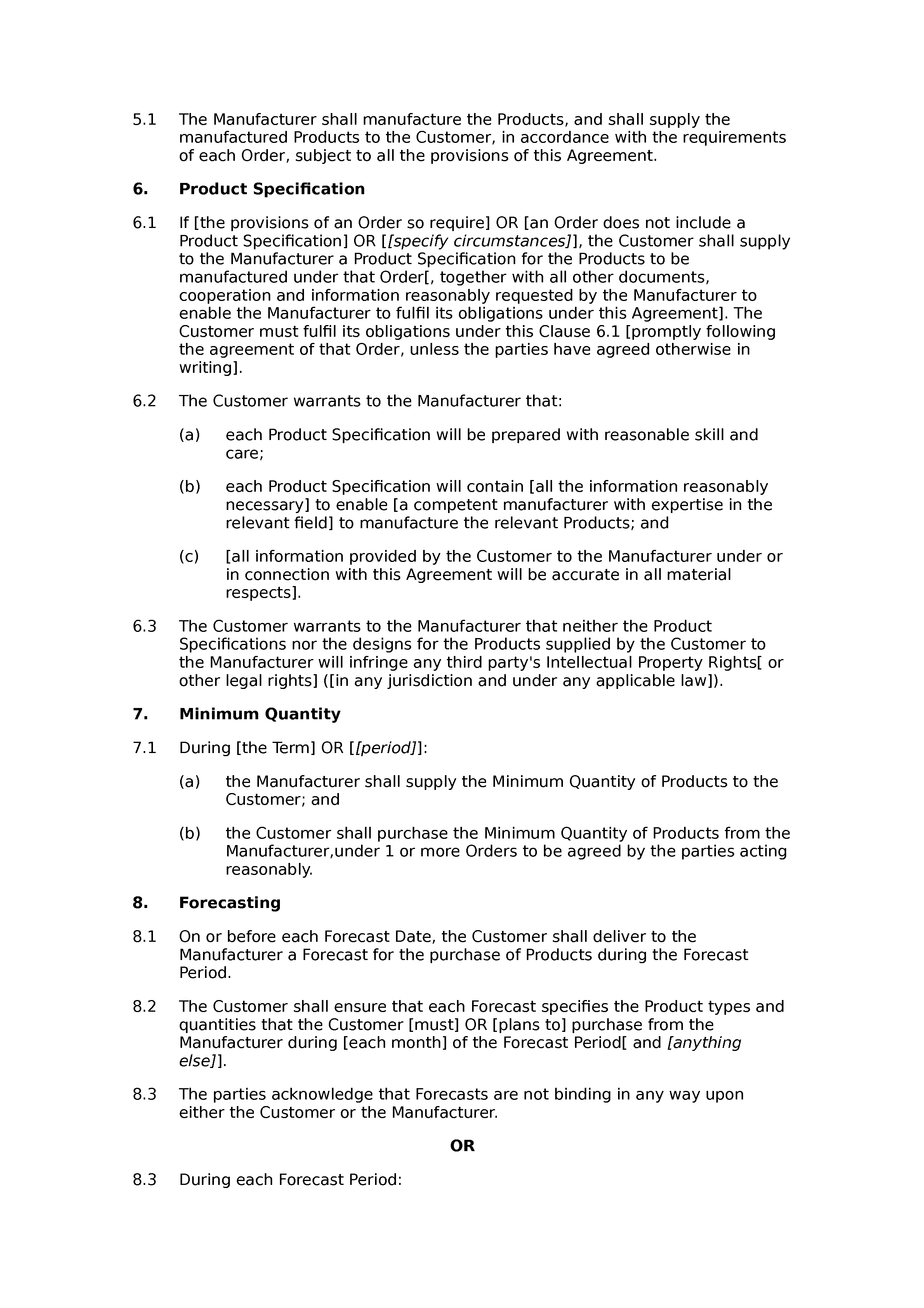 Free Contract Manufacturing Agreements Templates