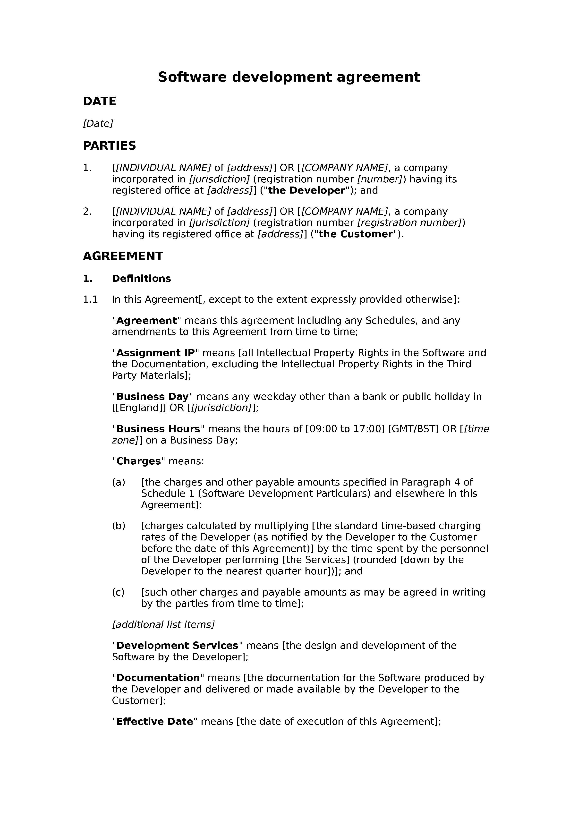 Software Development Contract Template