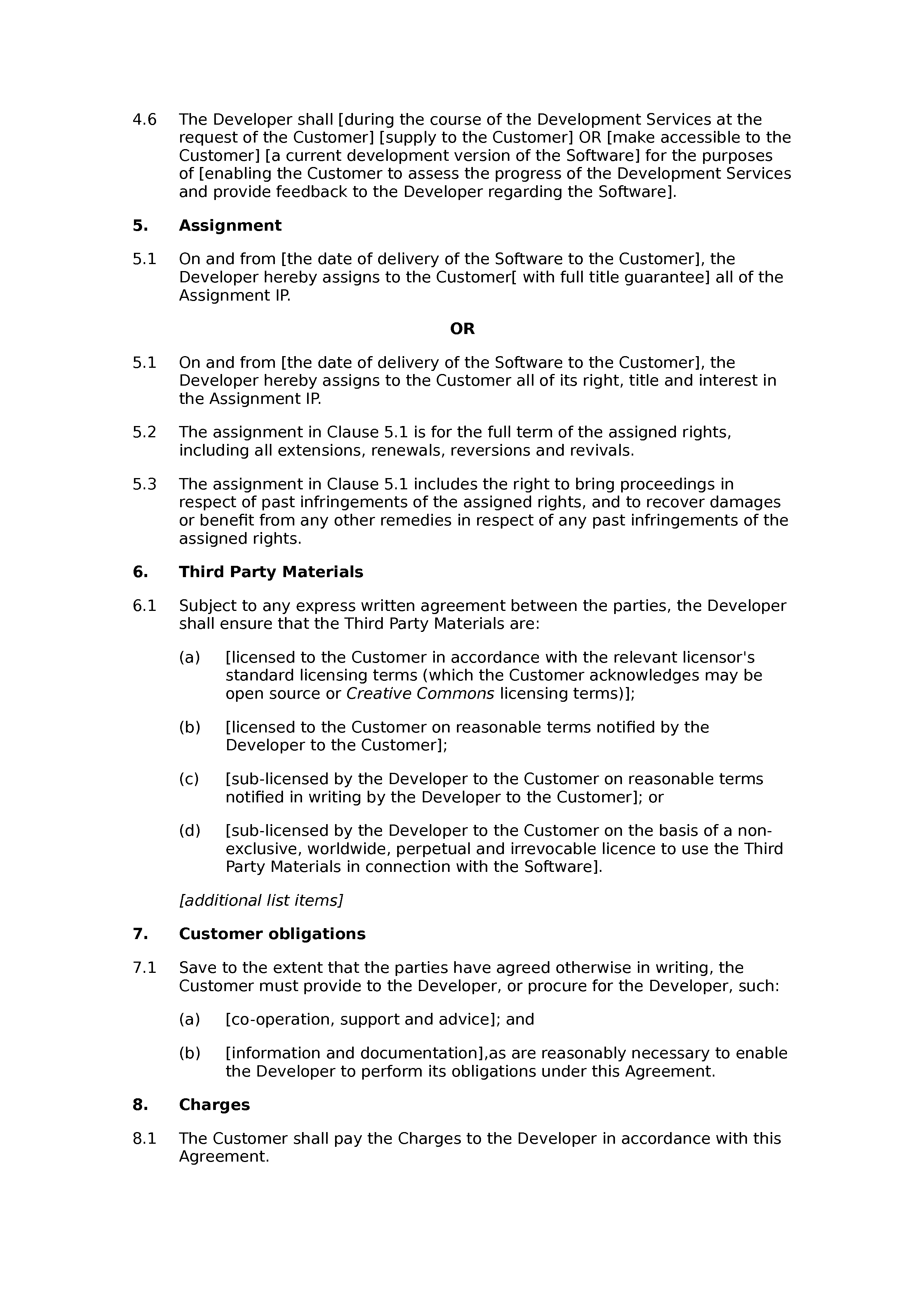 Free software development agreement document preview