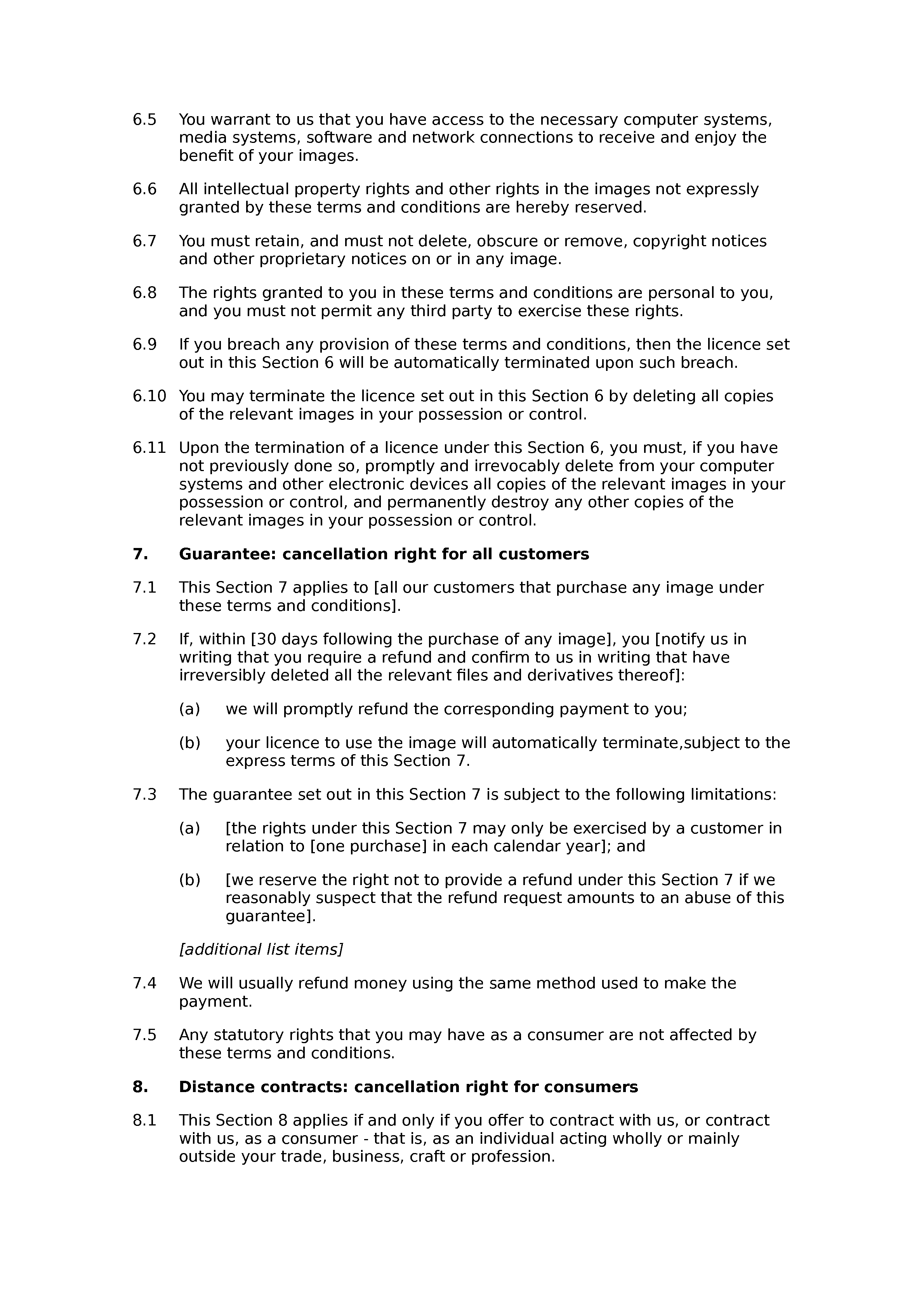 Image download terms and conditions document preview