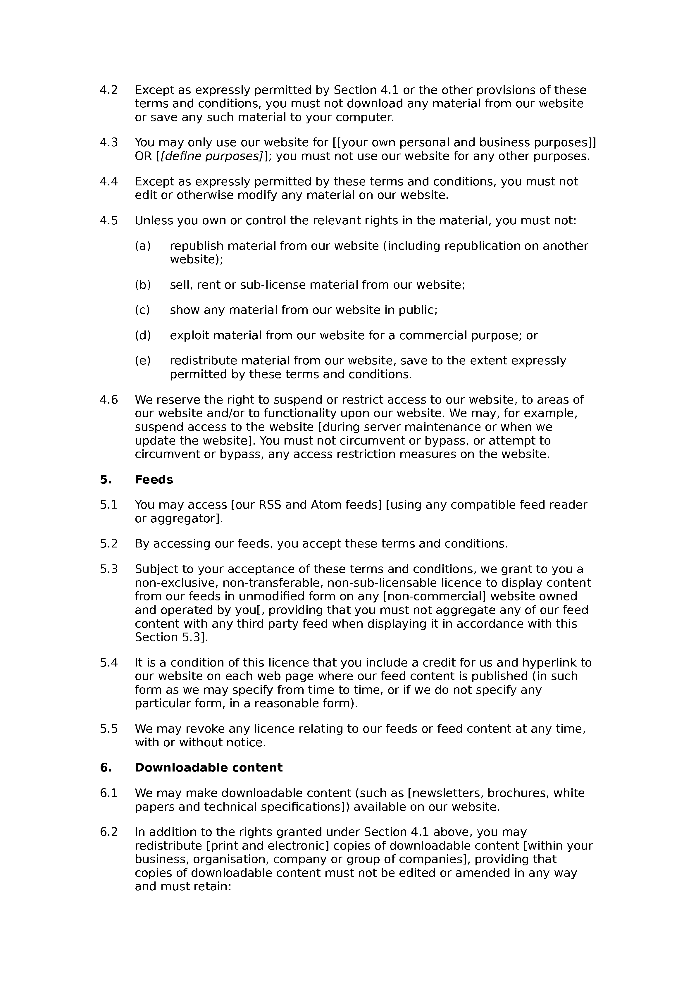 Accountancy website terms and conditions document preview