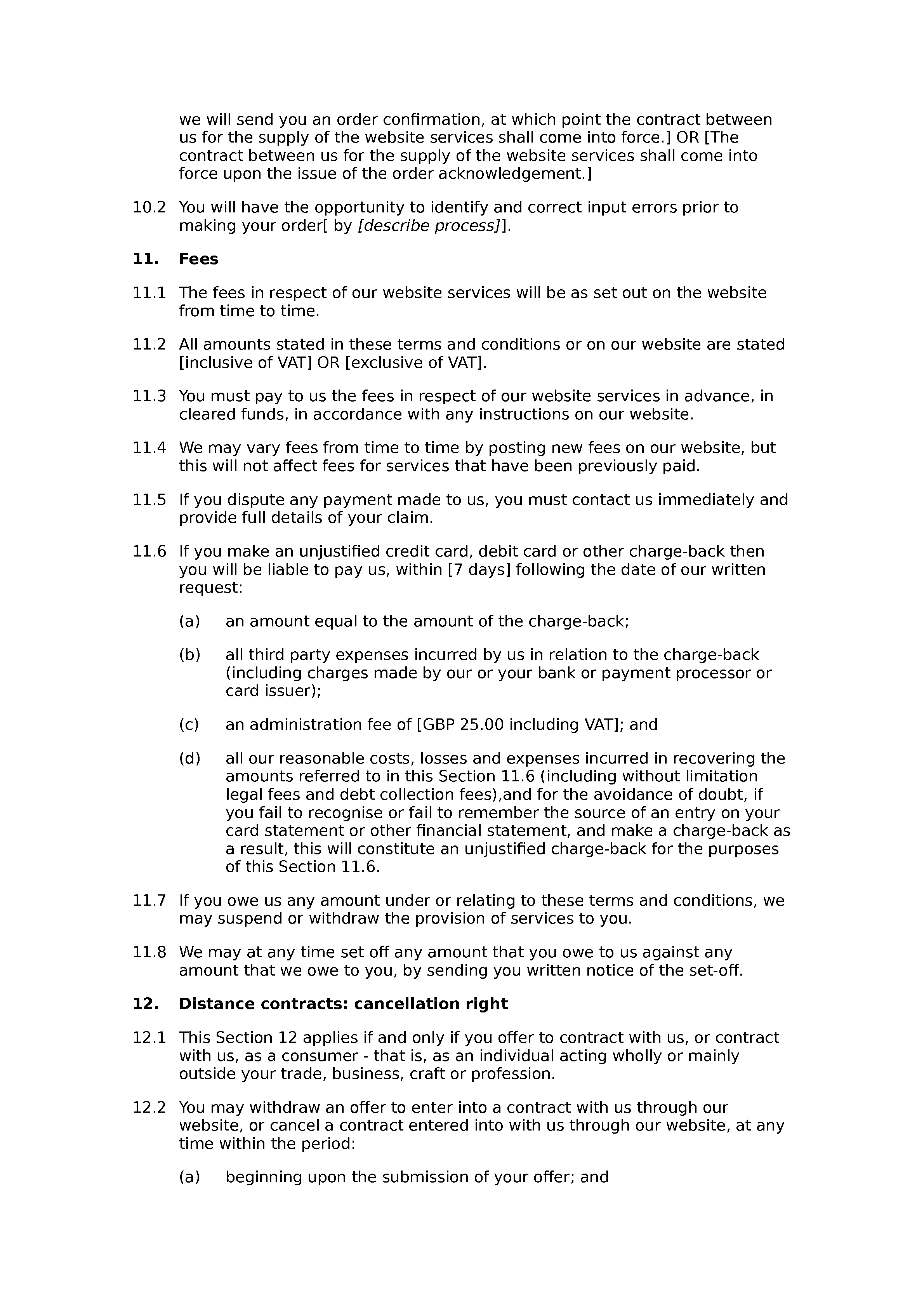 PAYG Q&A website terms and conditions document preview