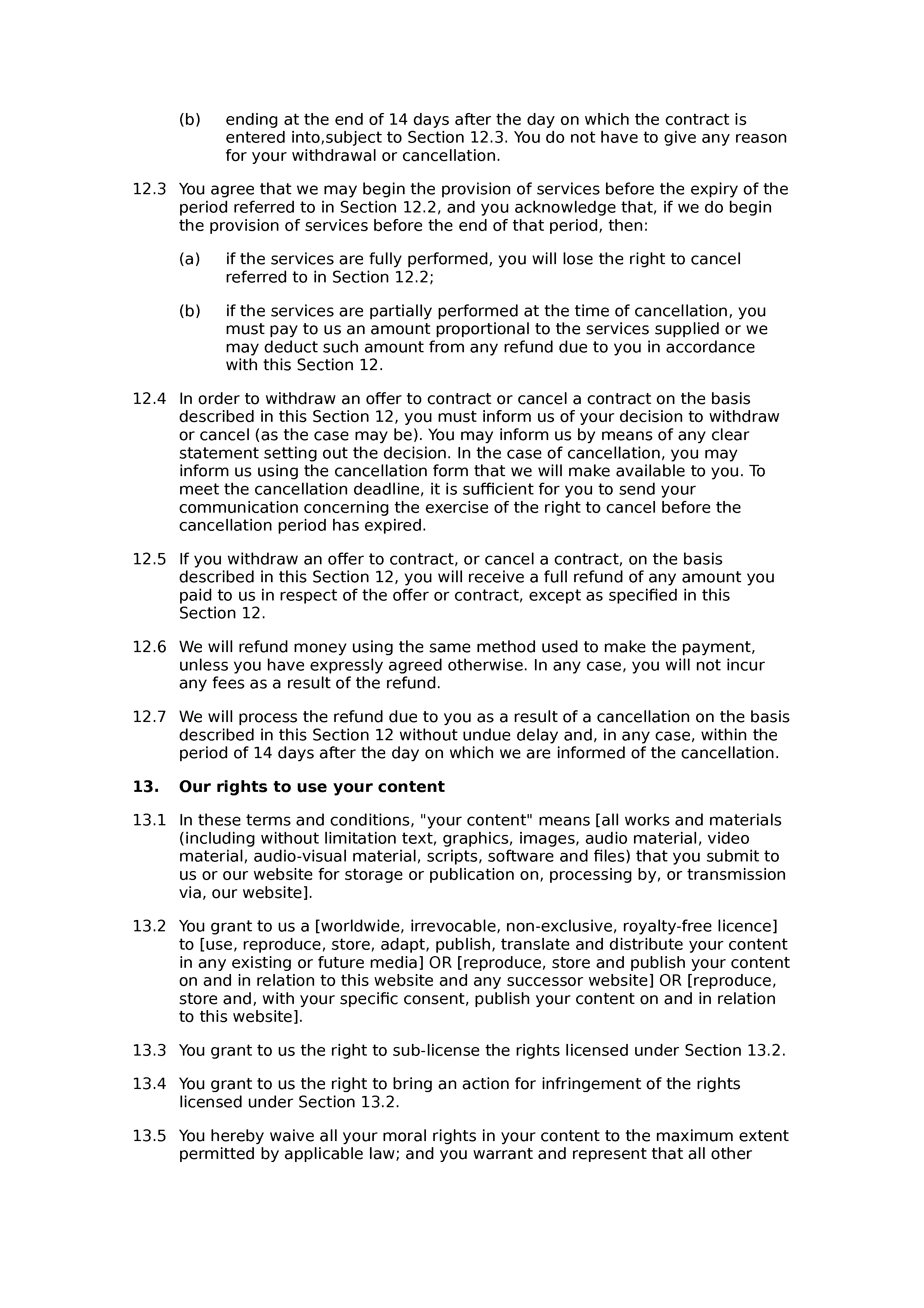 PAYG Q&A website terms and conditions document preview