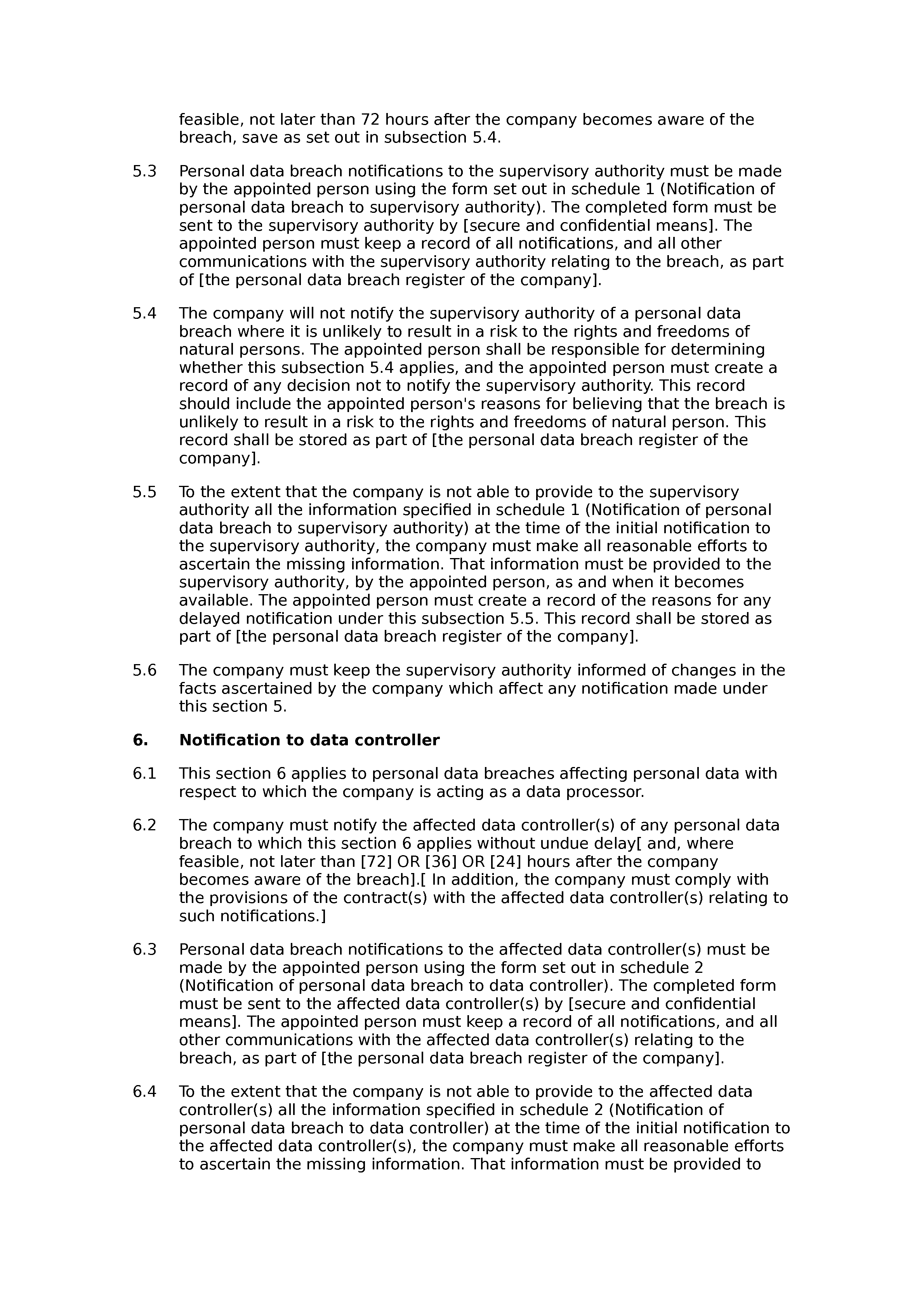 Personal data breach notification policy document preview