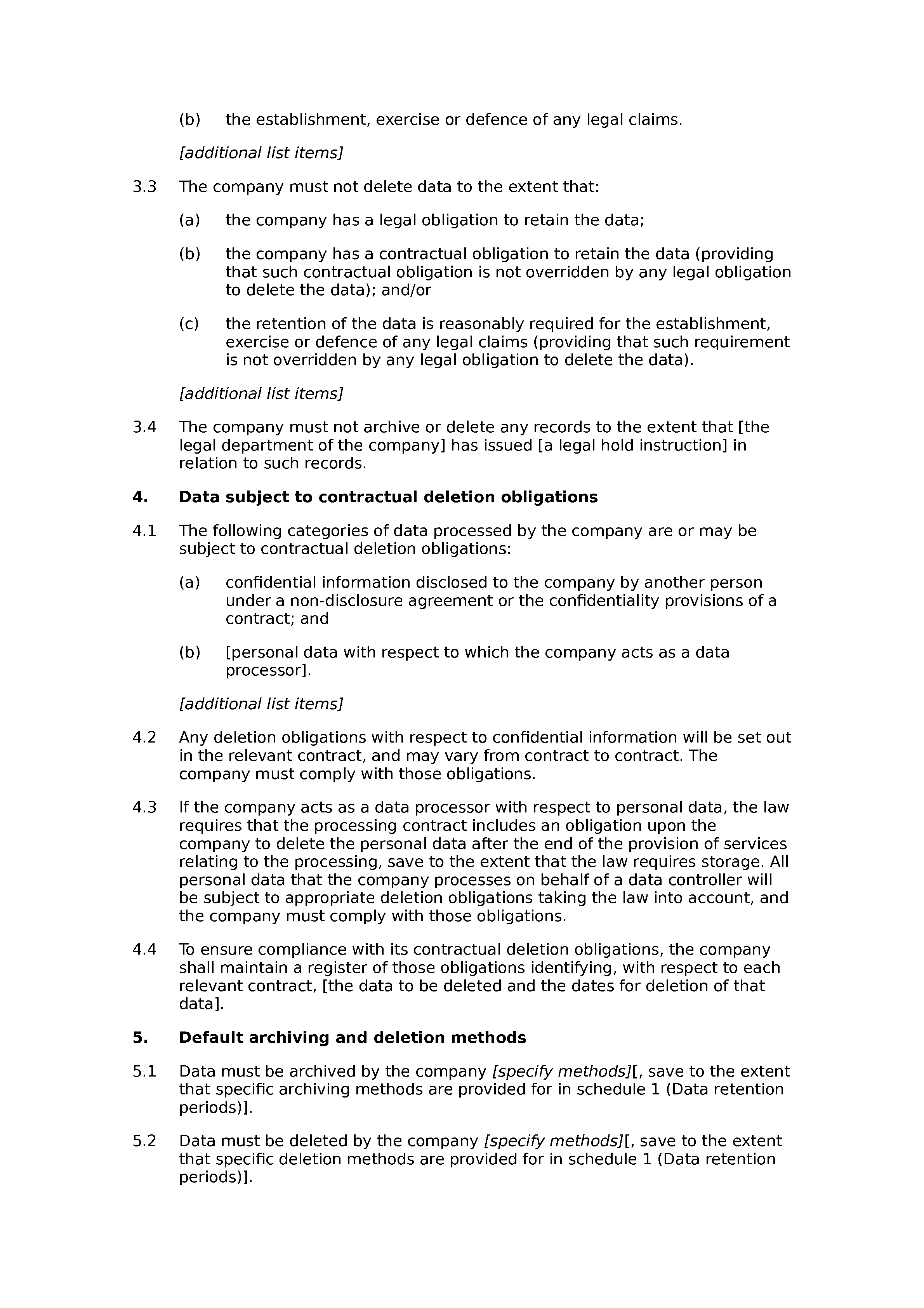 Data retention policy document preview