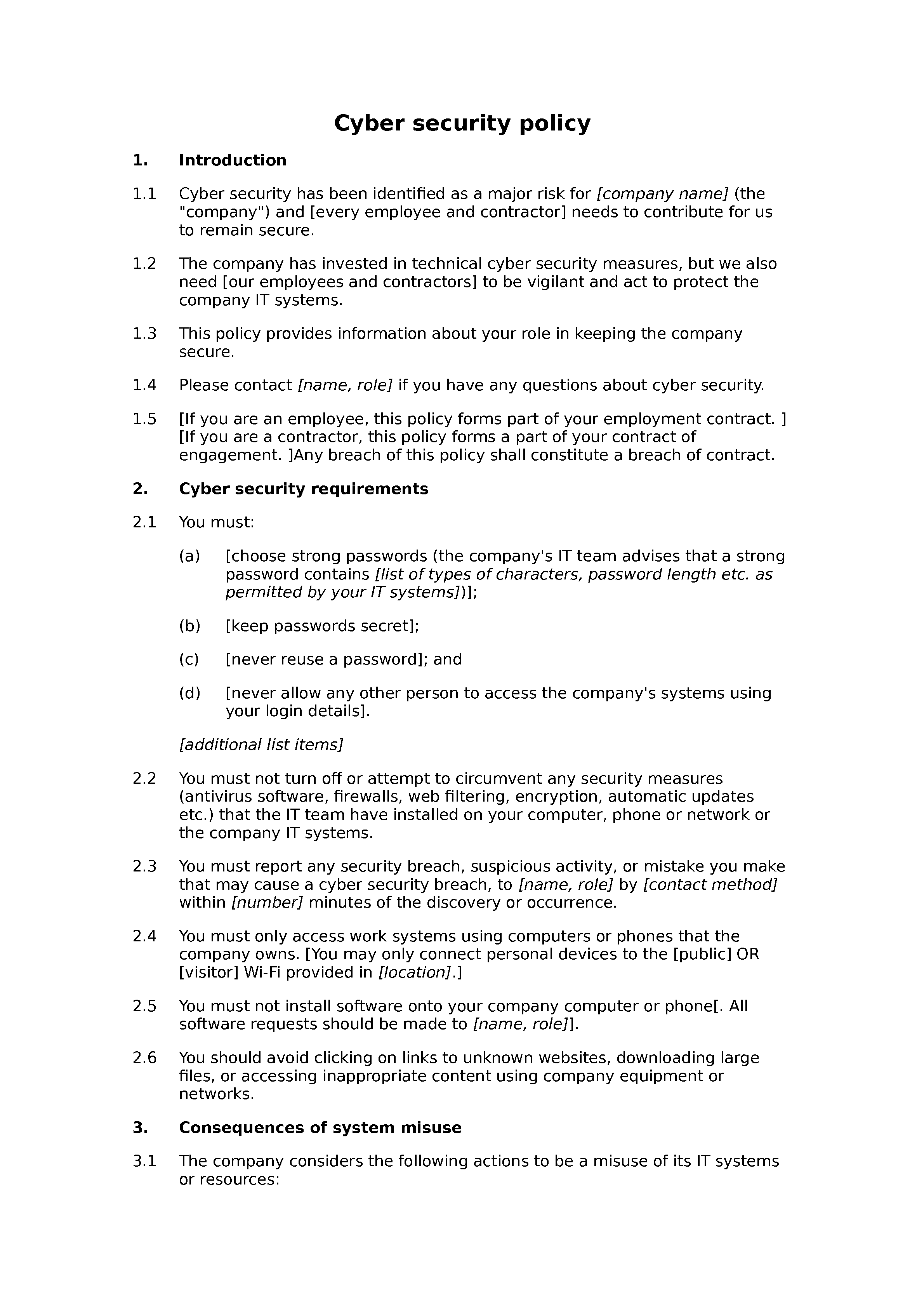 End User Cyber Security Policy basic Docular