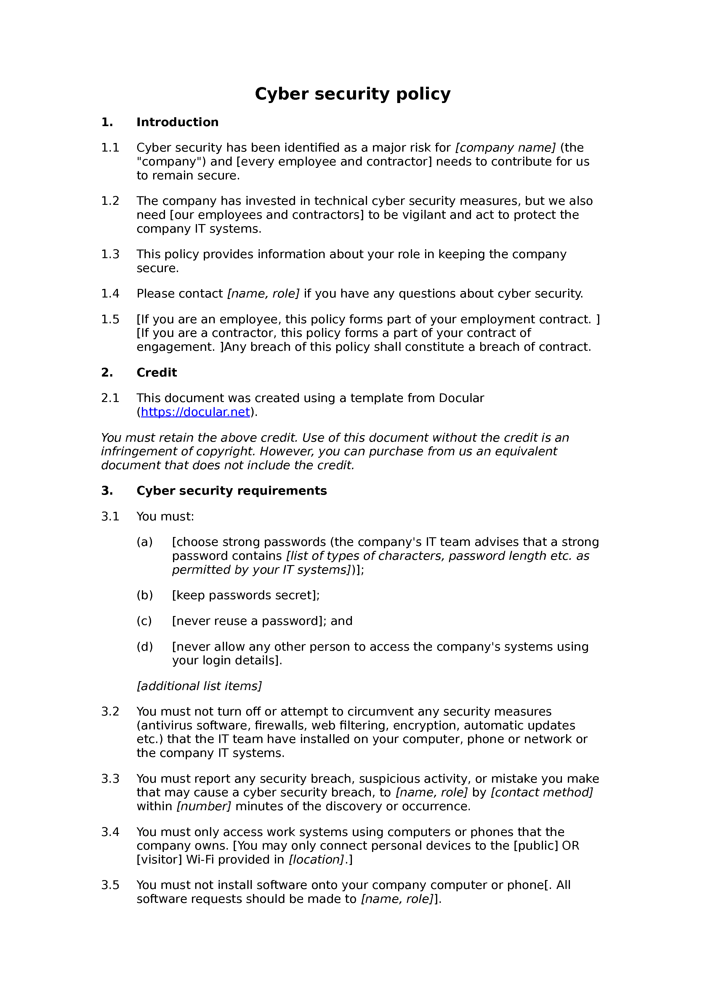 Cyber Security Policy Templates Letter Example Template Gambaran