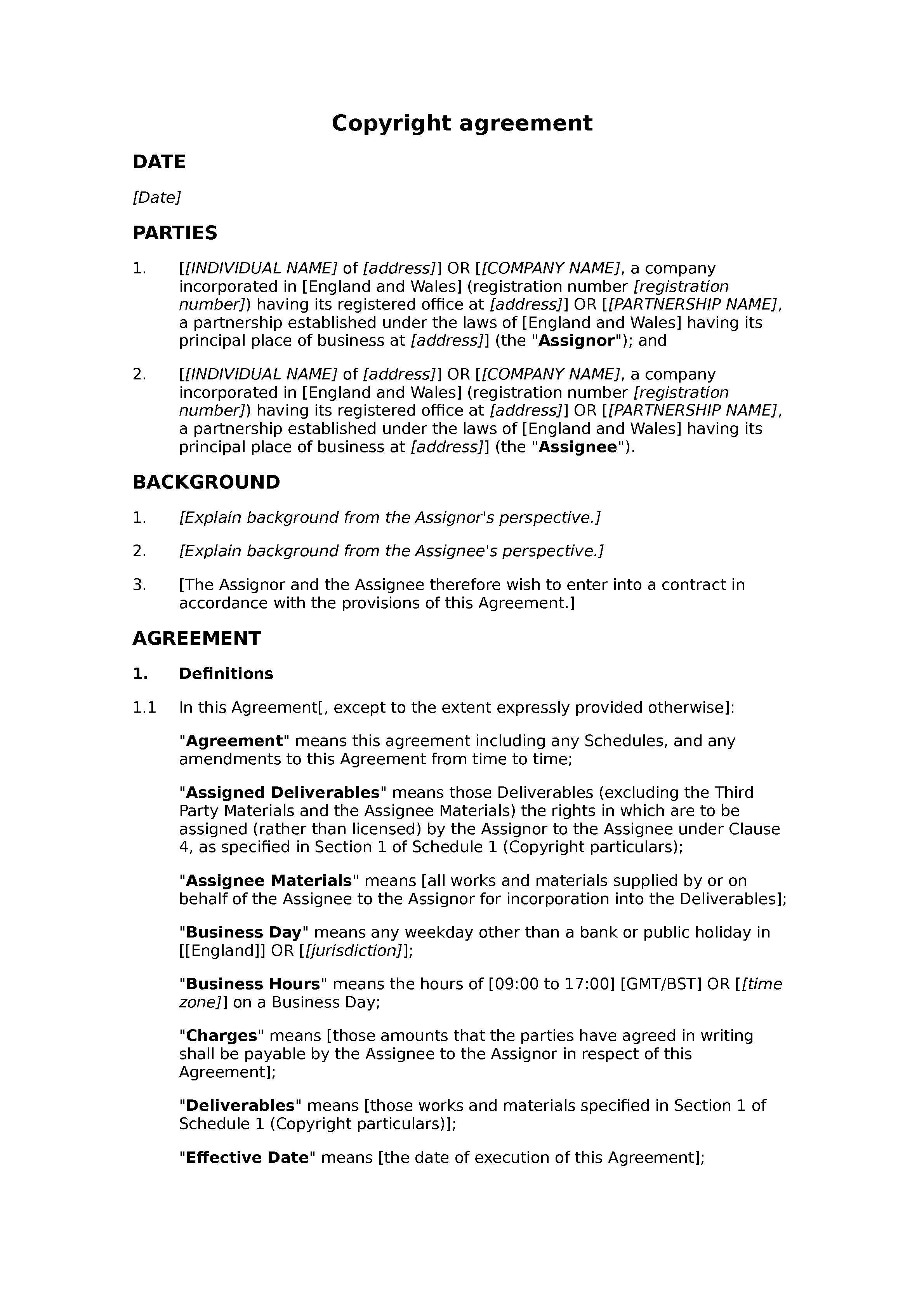 Copyright Transfer Template